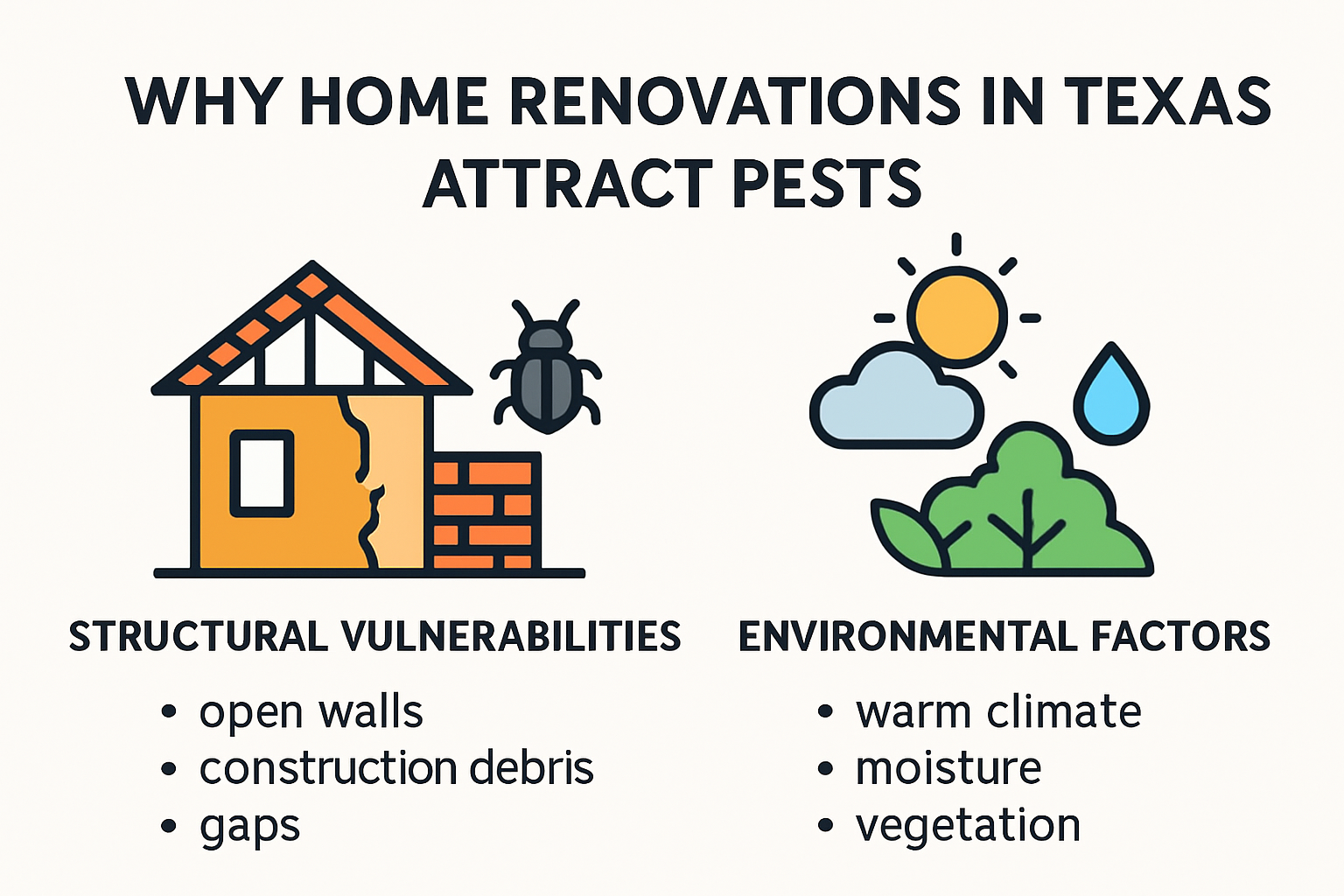 Infographic of pest entry risks during Texas home renovations