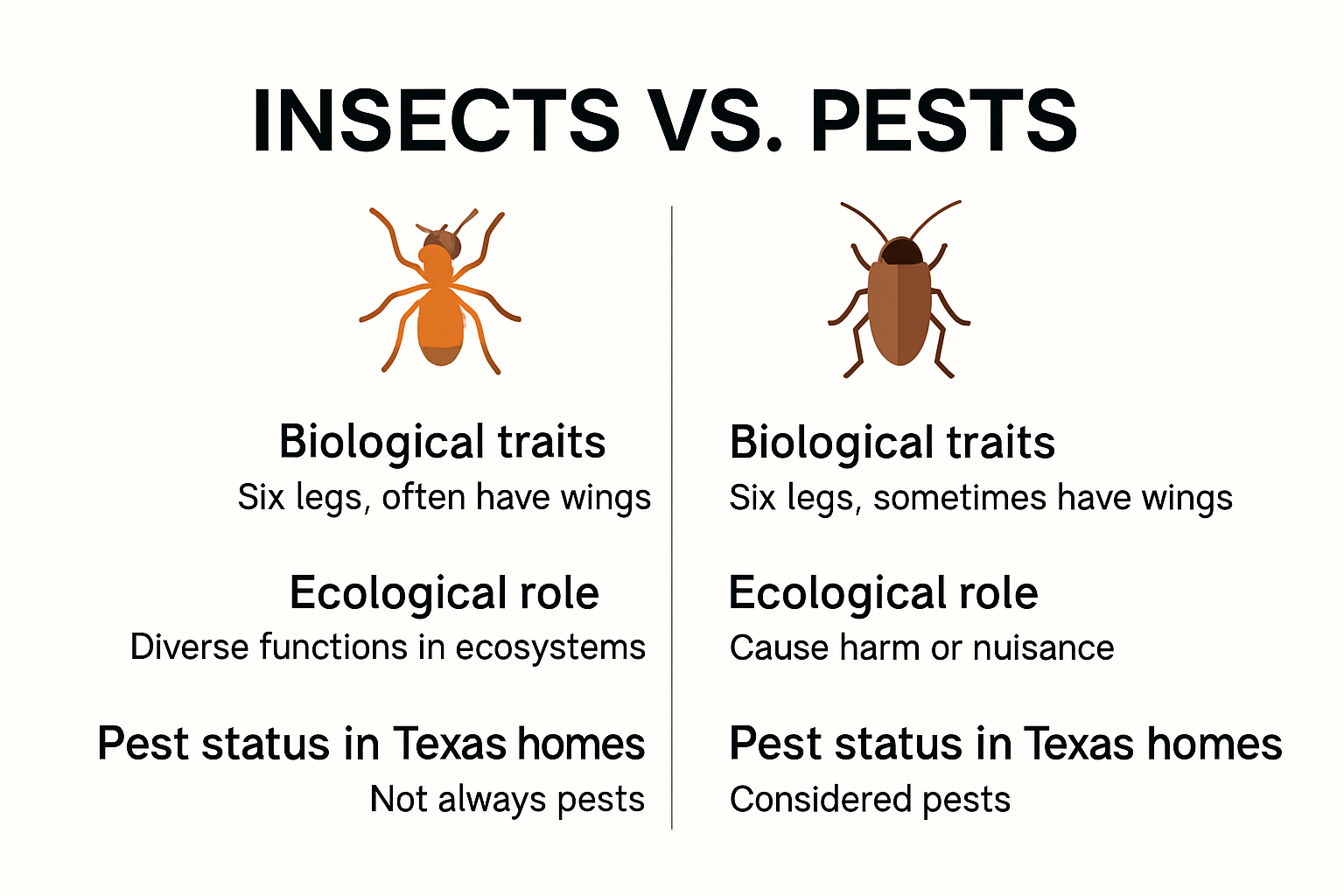 Infographic showing difference between insects and pests