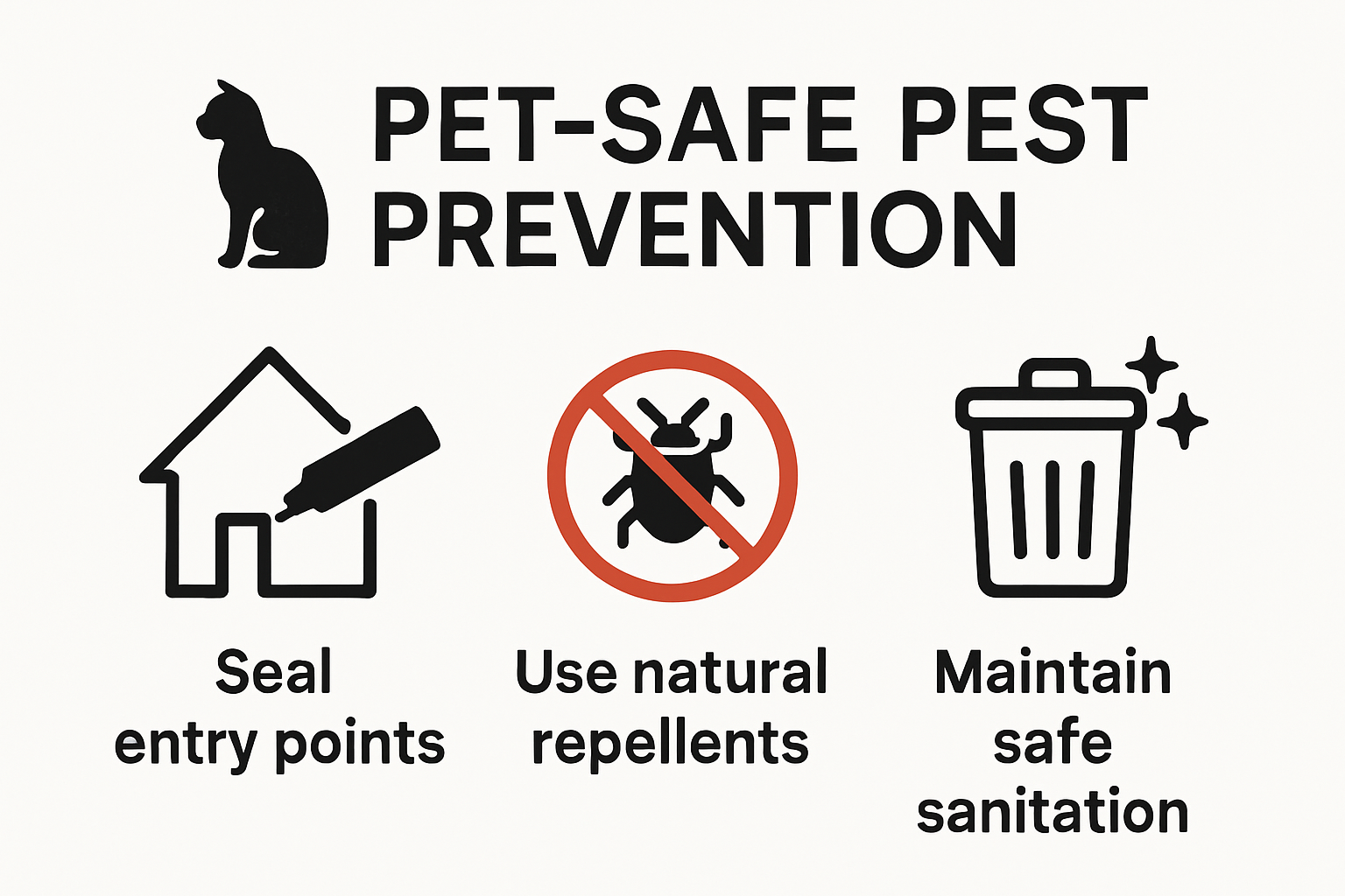 Infographic displaying top pet safe pest prevention strategies
