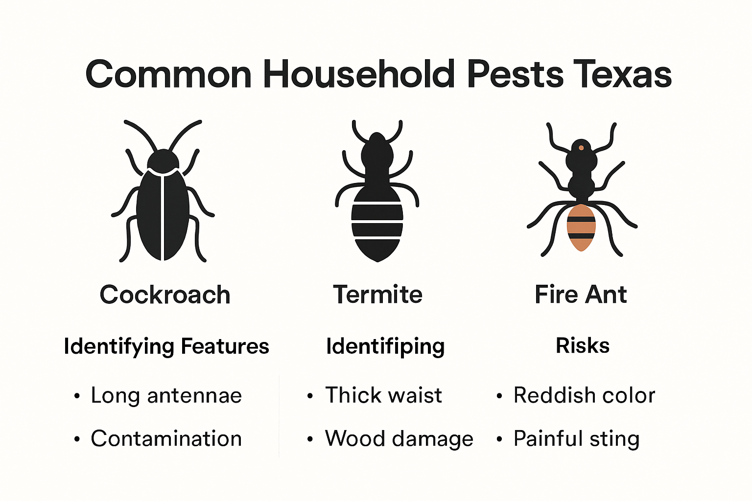Common Texas household pests overview infographic