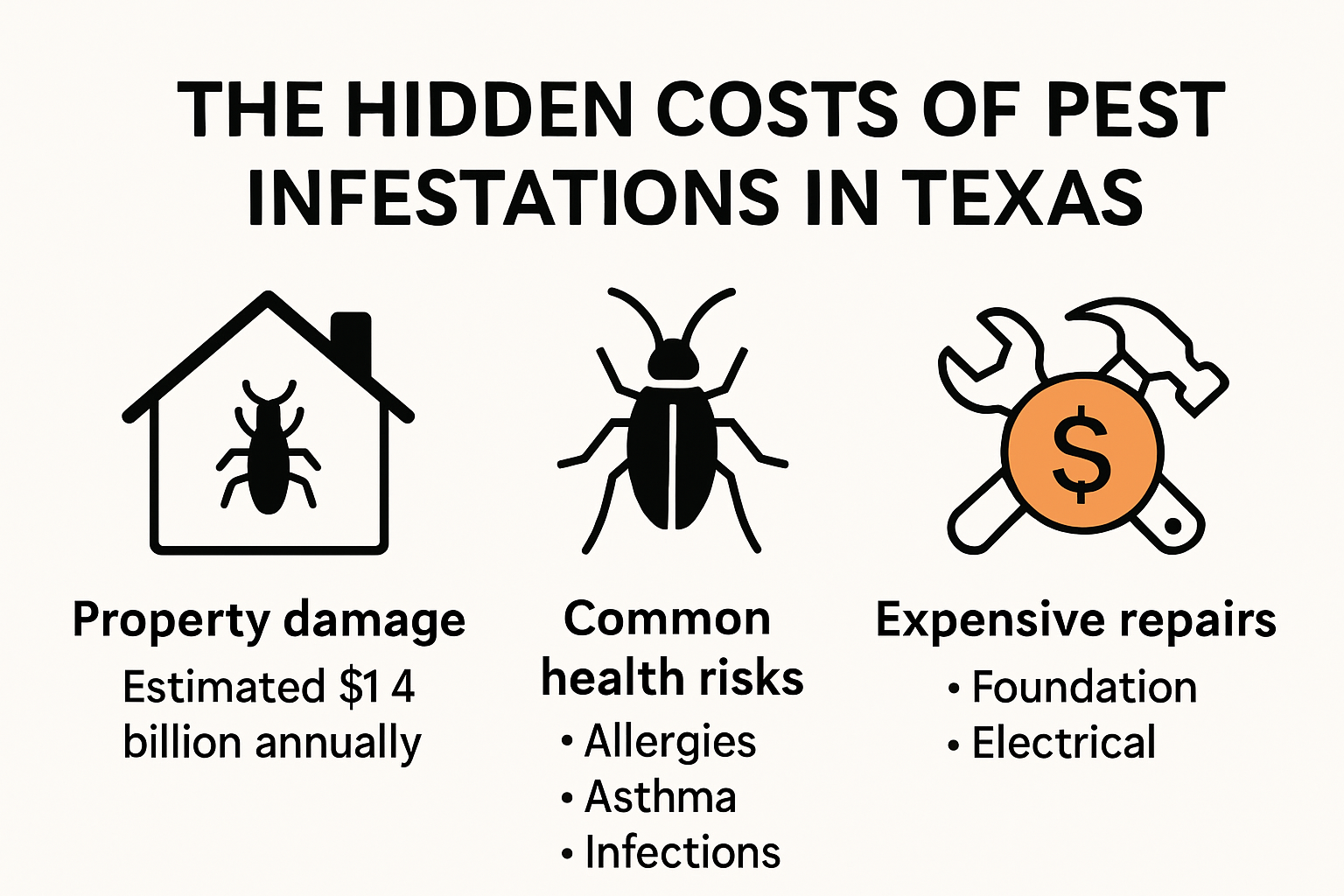 Infographic showing cost and risks of pest infestations in Texas