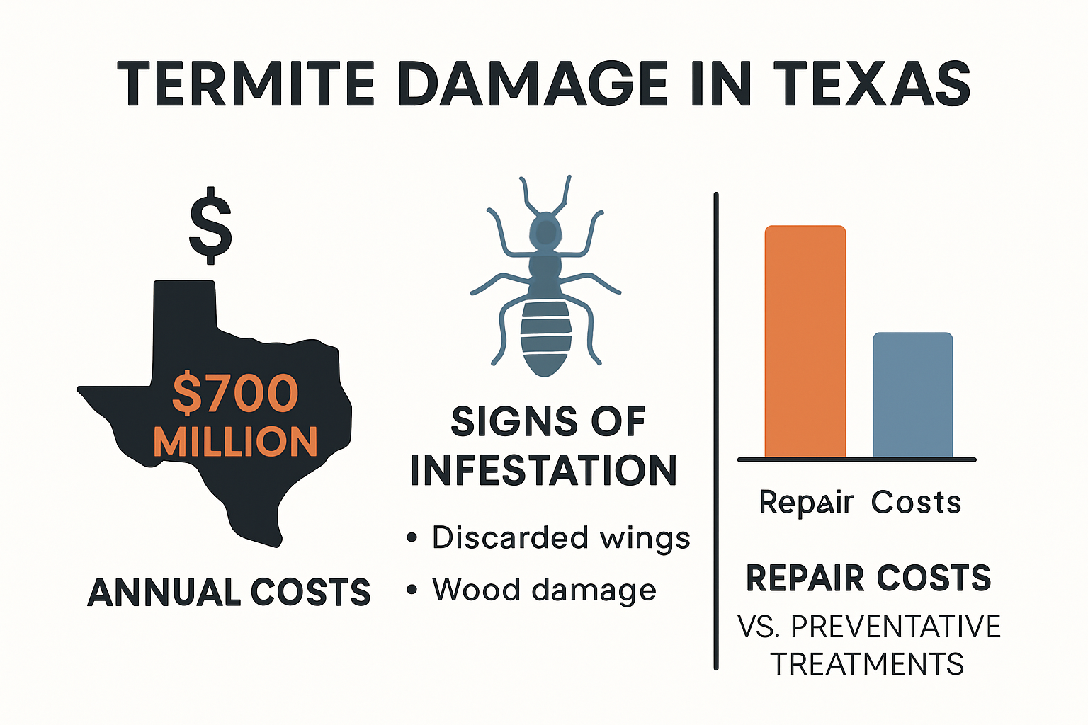 Infographic illustrating termite damage costs and prevention benefits