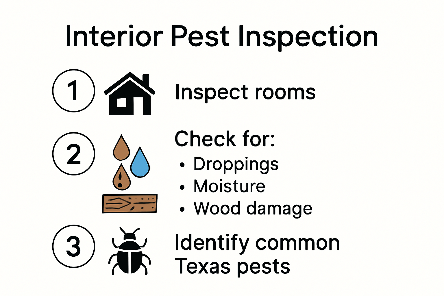 Infographic of interior pest inspection steps and checks