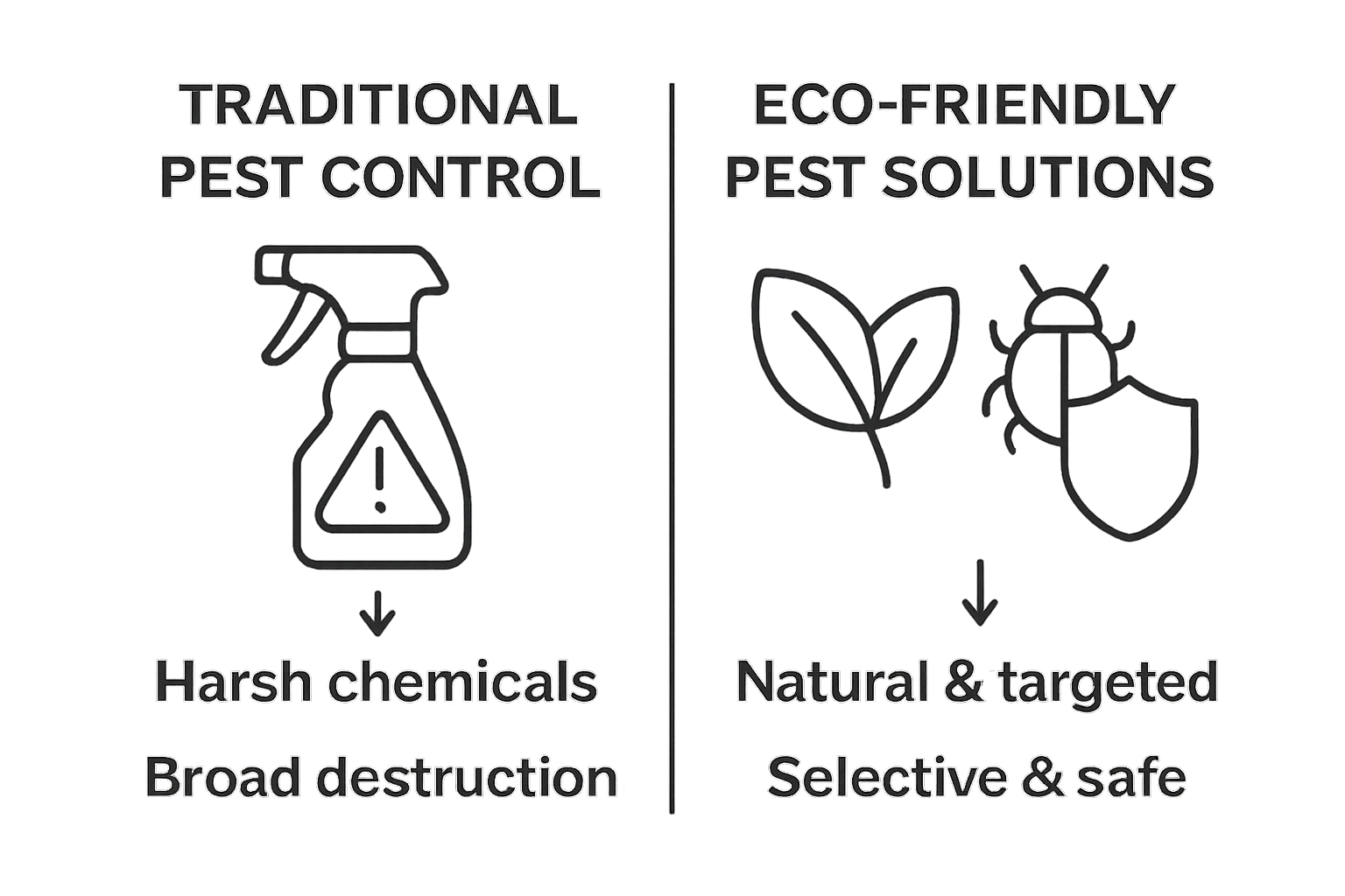 Understanding Eco-friendly Pest Solutions for Your Home Infographic comparing traditional vs. eco-friendly pest control methods