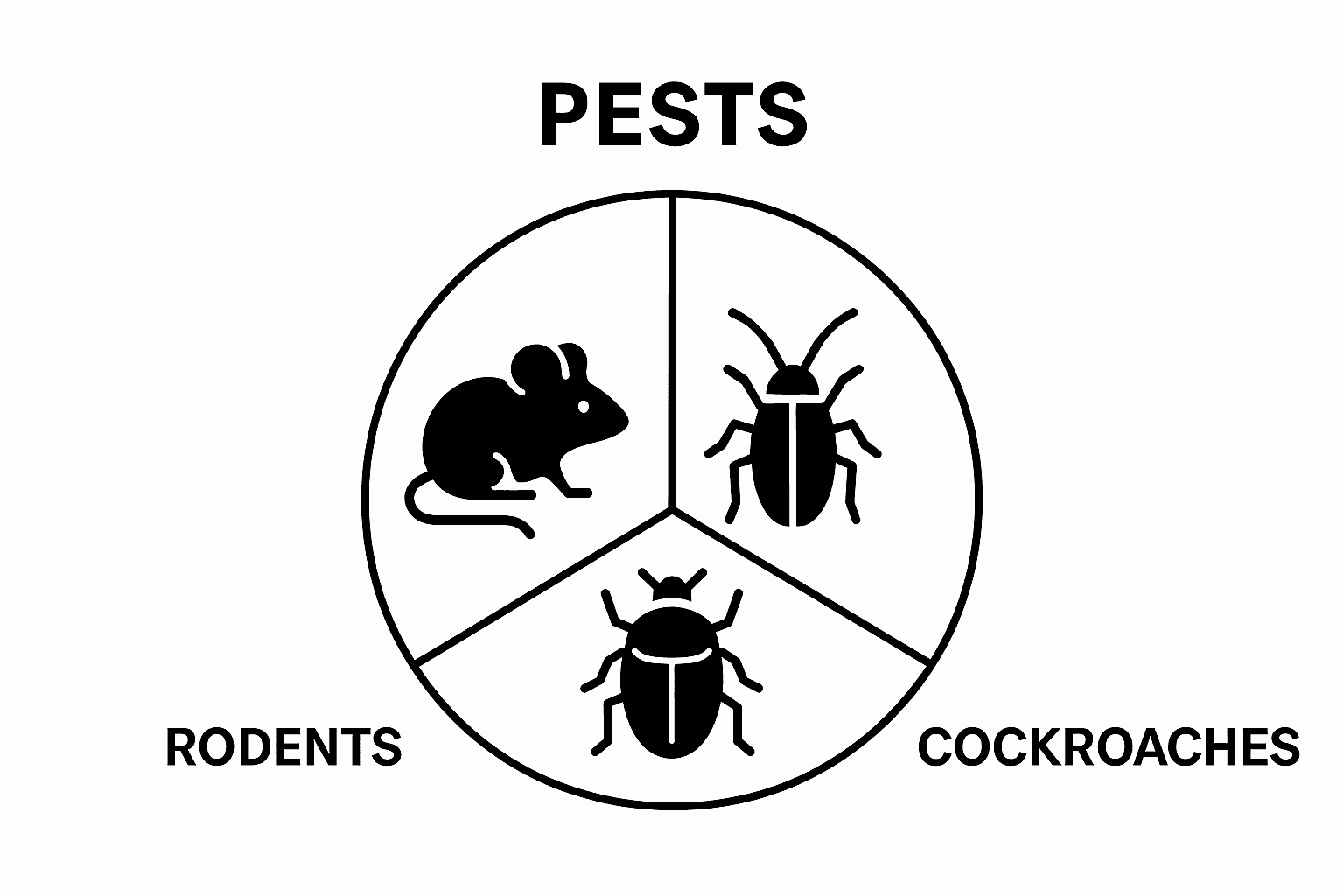 Infographic showing rodents, cockroaches, bed bugs categories.