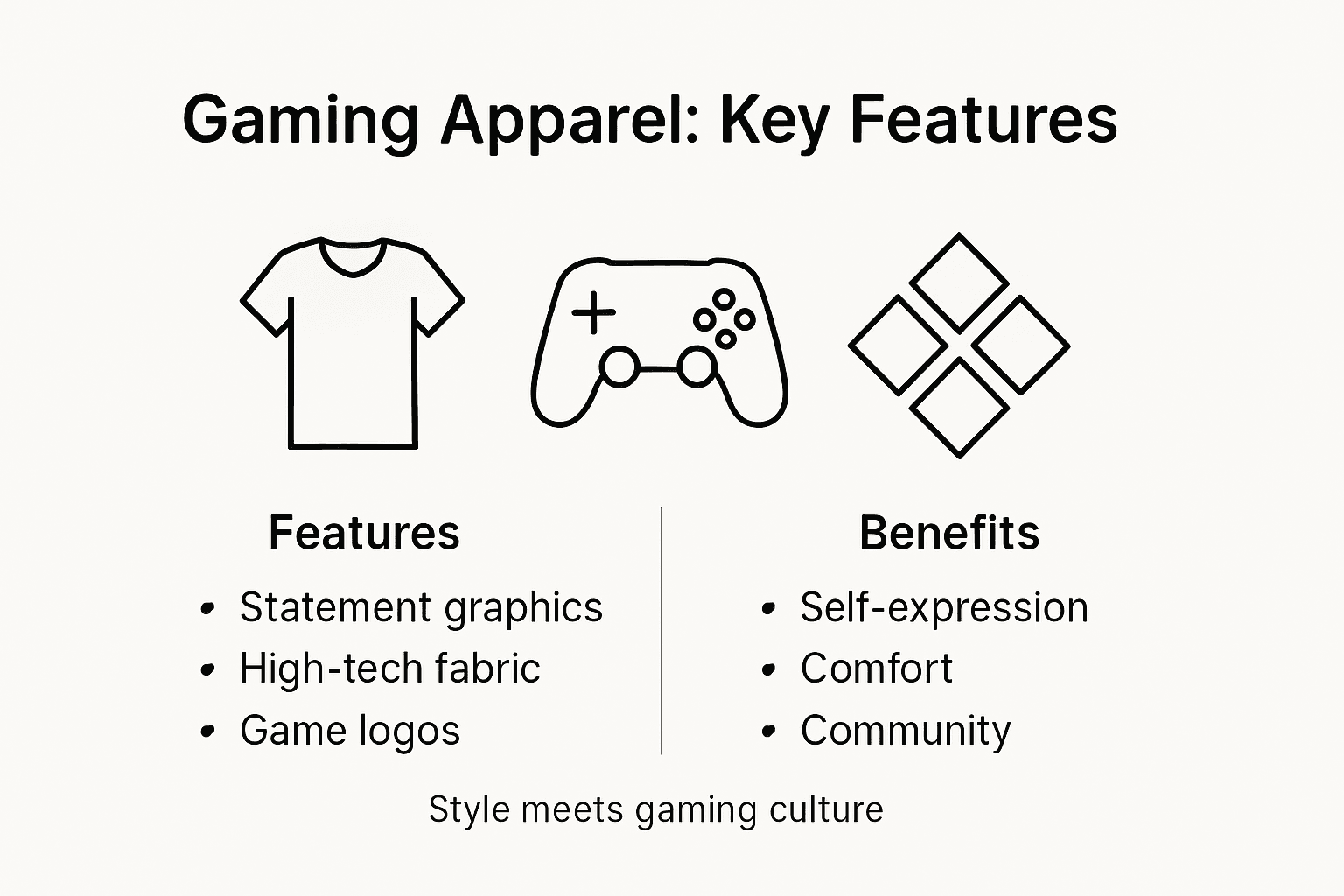 Infographic highlighting unique features of gaming apparel