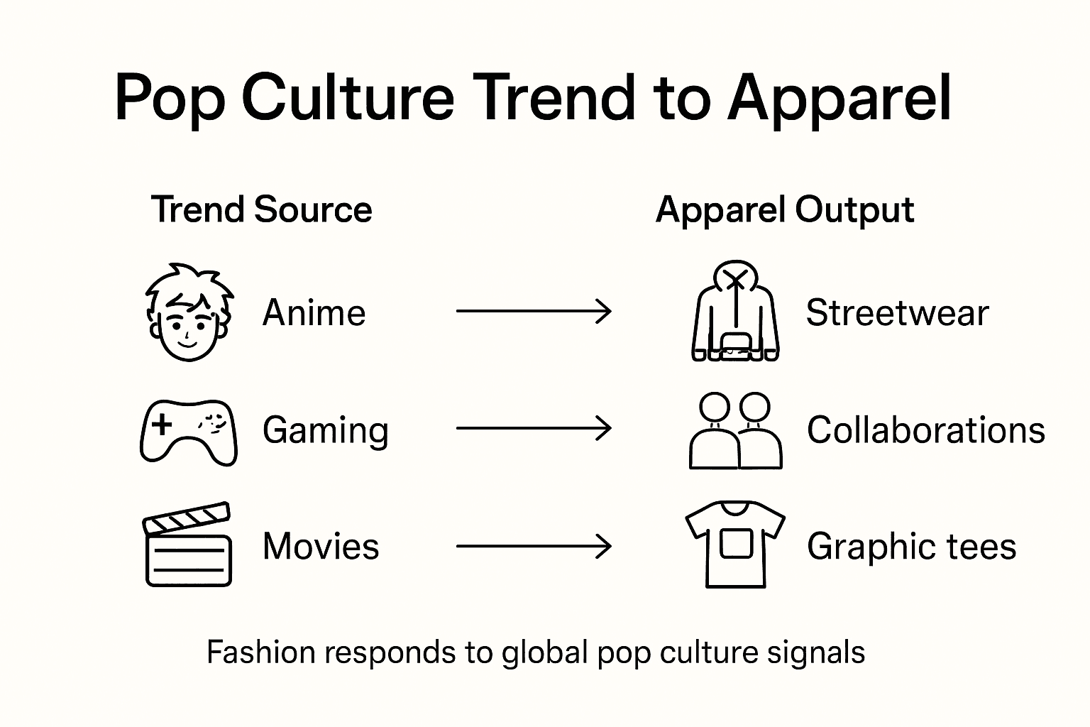 Infographic of pop culture to apparel process