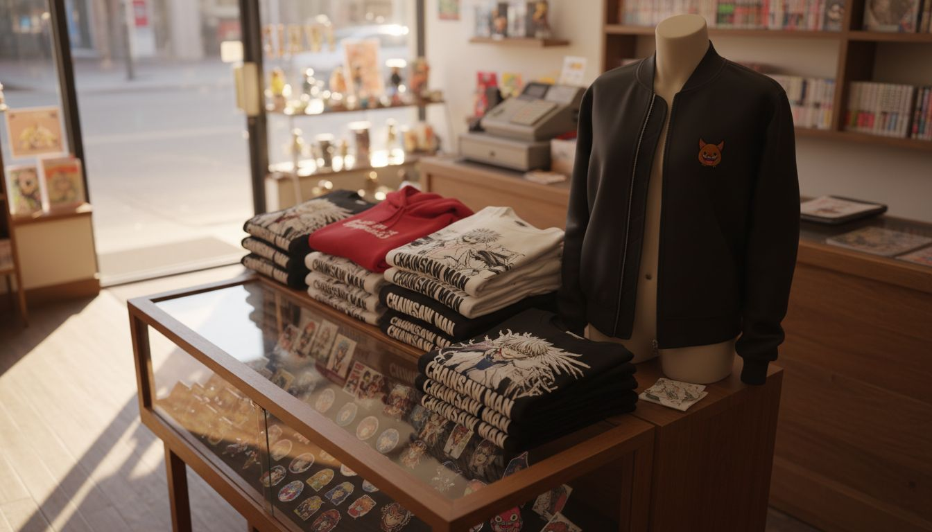 Chainsaw Man shirts and jackets on retail display