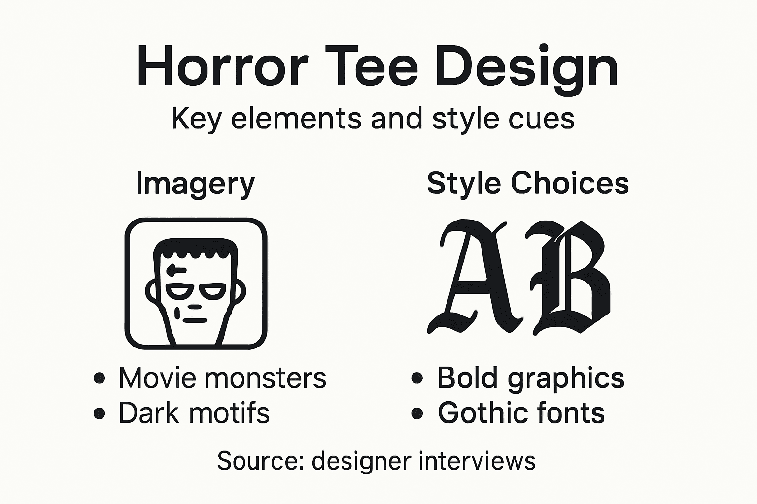 Infographic of horror tee elements and styles