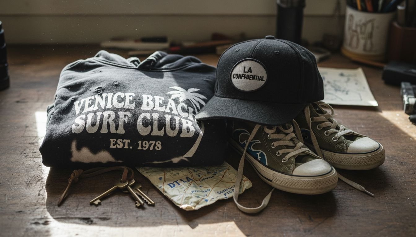Close-up of iconic California streetwear details