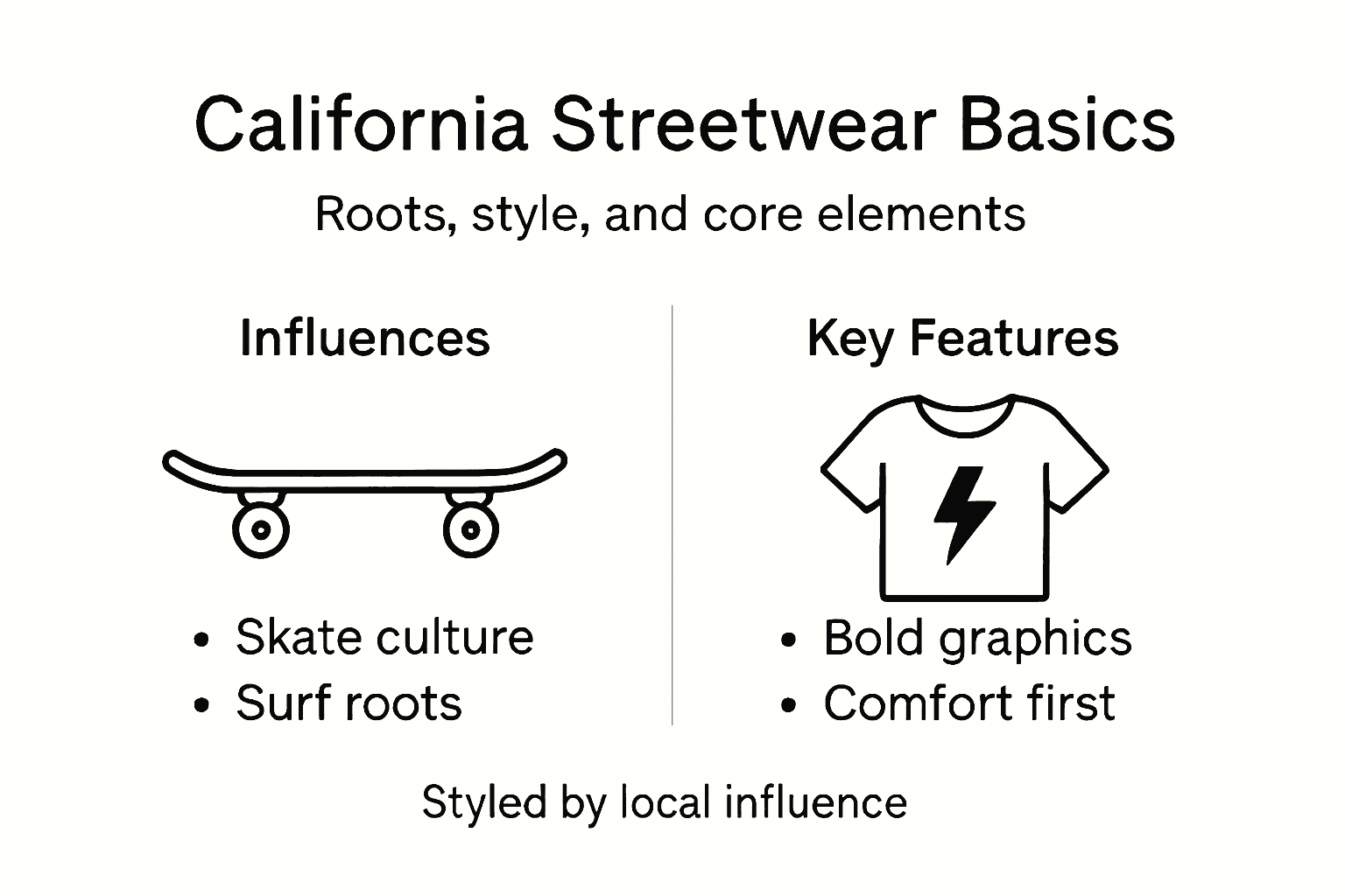 Infographic showing California streetwear basics