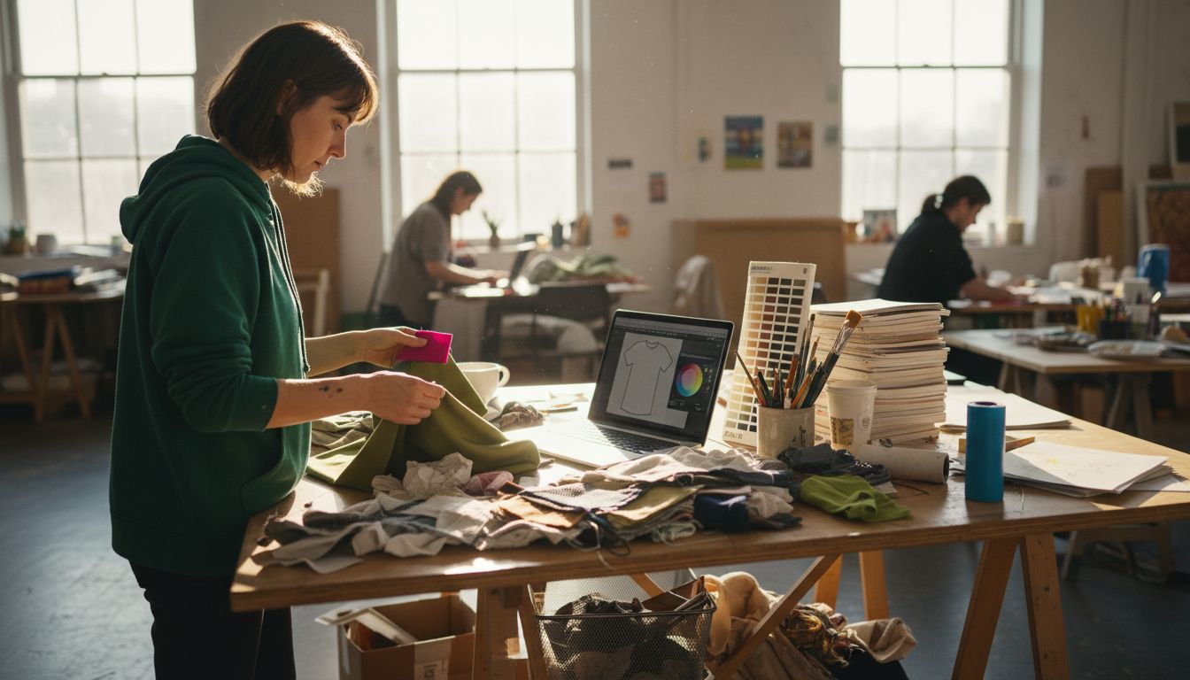 Artist choosing t-shirt color palette