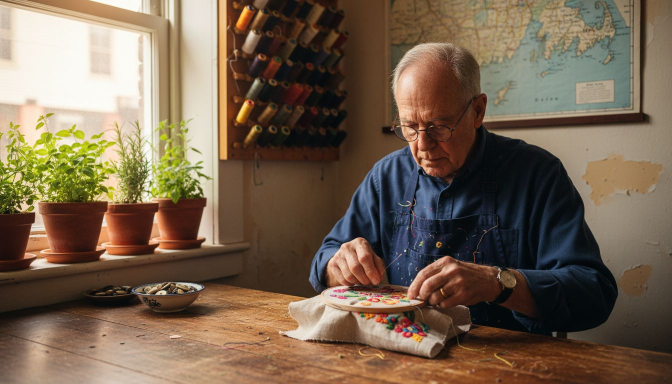 Artisan sewing regionally inspired embroidery