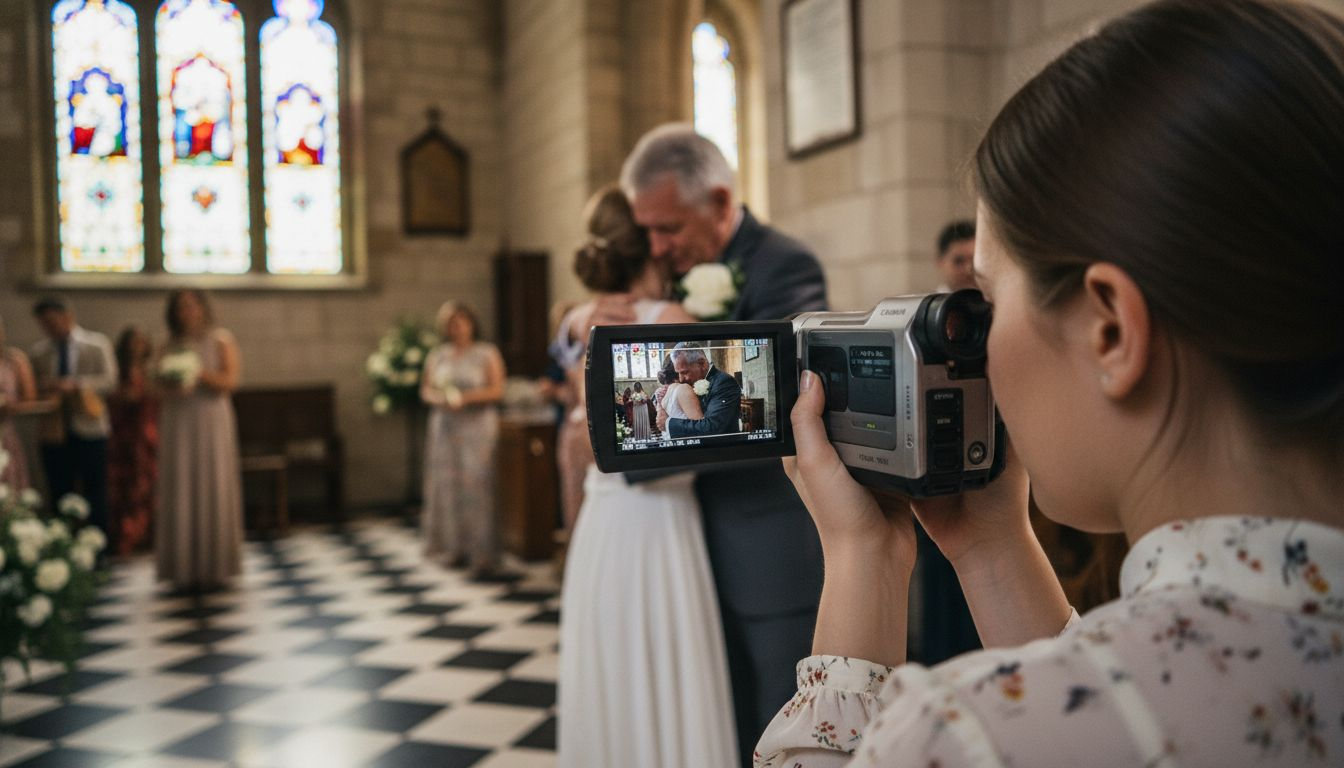 Videographer records emotional wedding moment