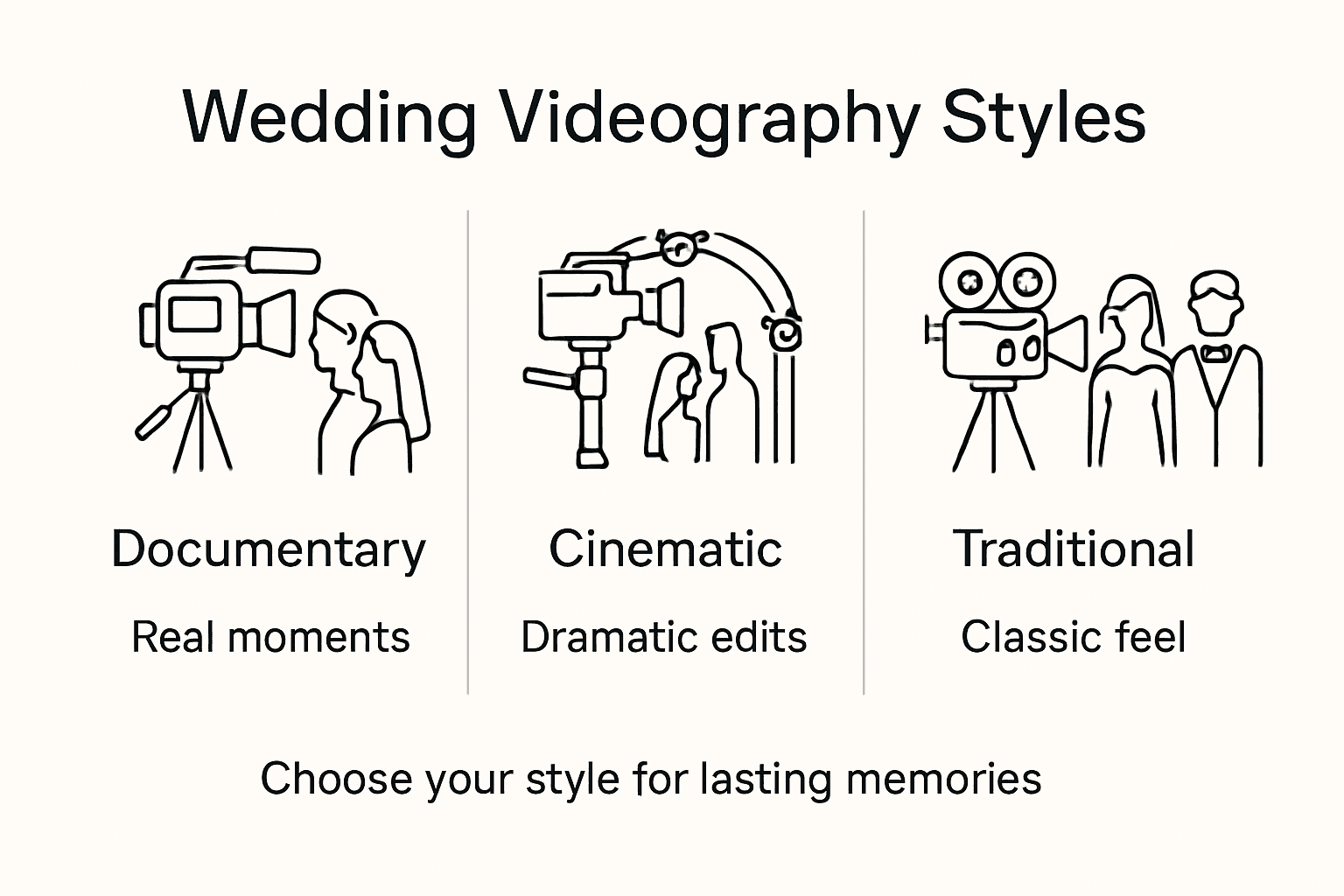 Infographic showing wedding videography styles overview