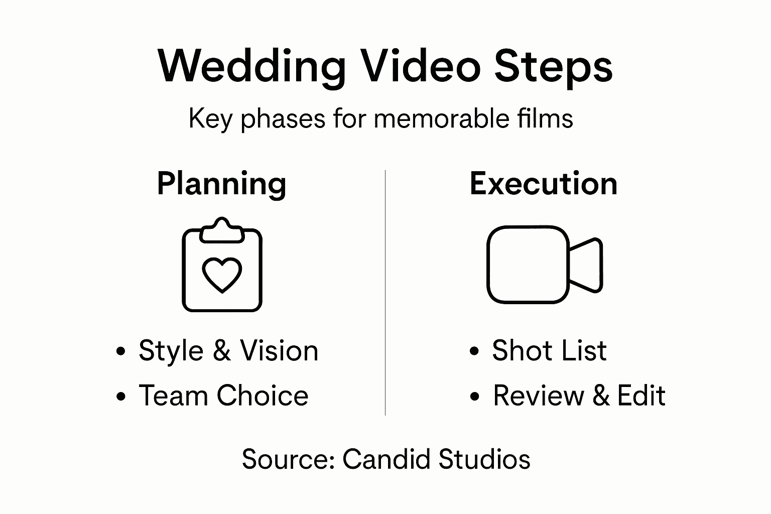 Infographic showing wedding video planning steps