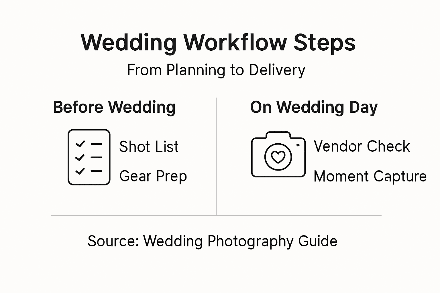 Infographic showing wedding workflow steps overview