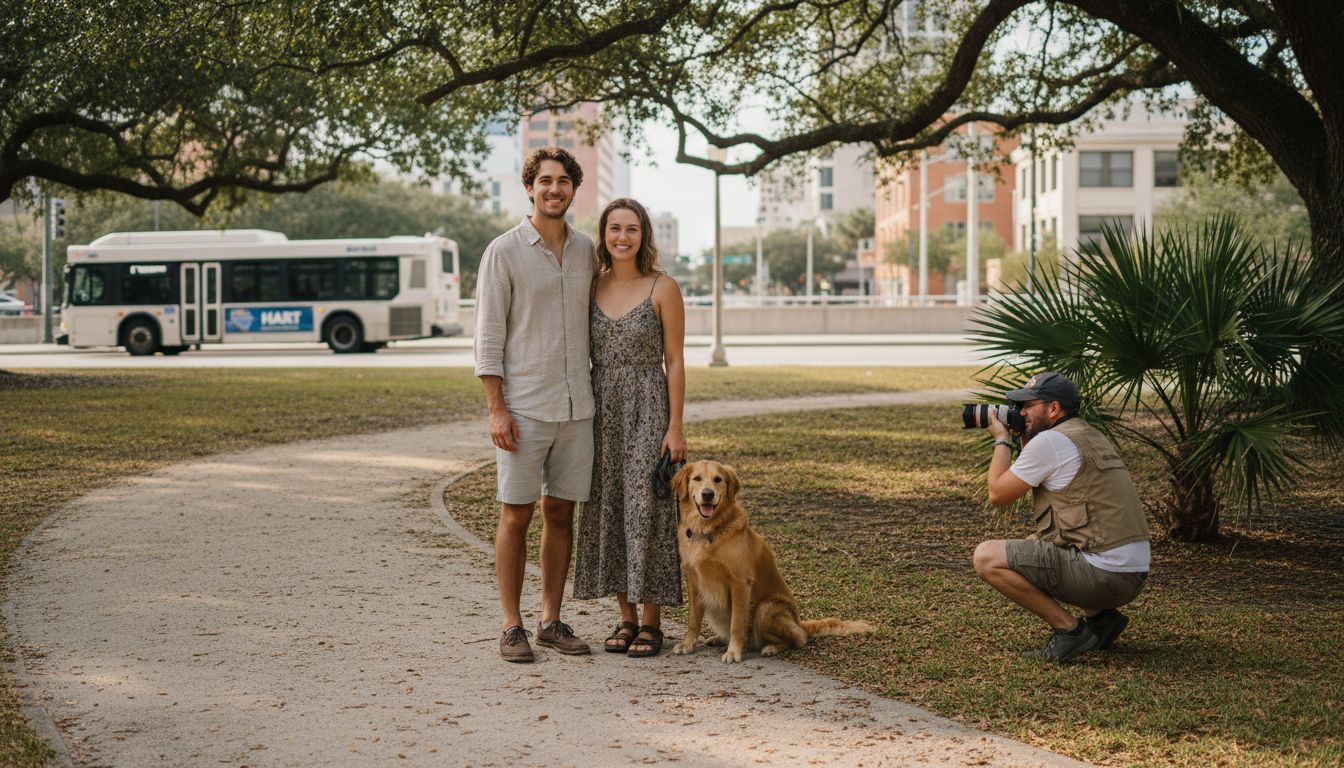 Local photographer shooting couple in Tampa park