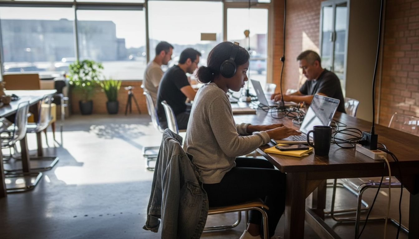 Coworkers at shared workspace in Amarillo