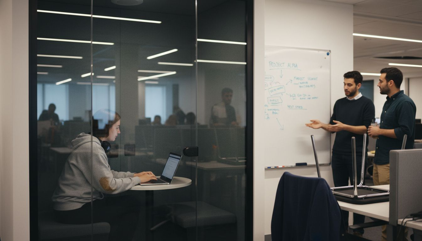 Focused work zone in shared office setting