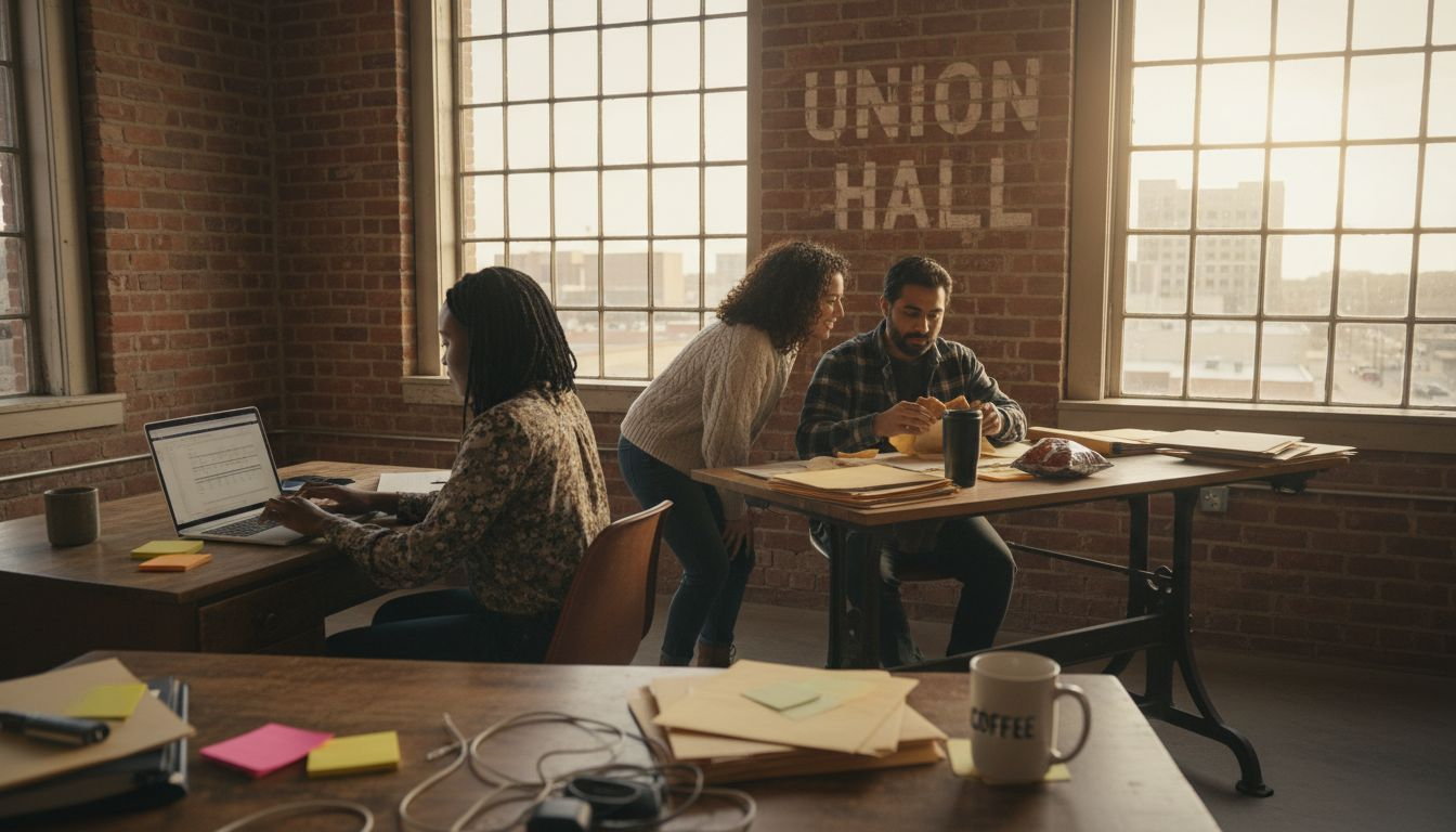 Professionals working in busy Amarillo coworking office