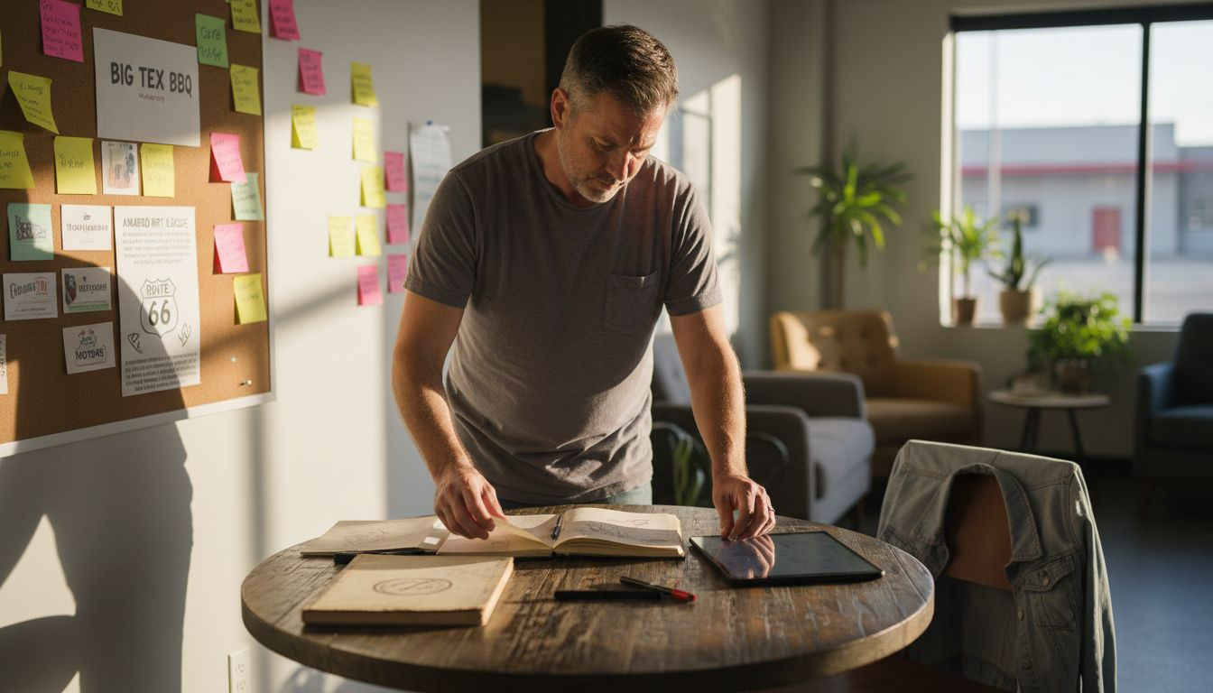 Designer setting up in shared workspace