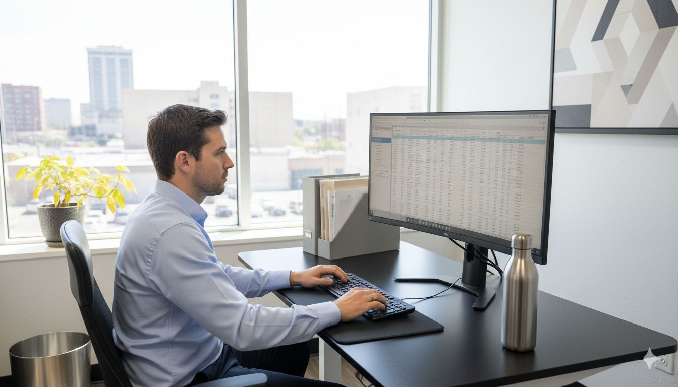 Professional working in Amarillo private office