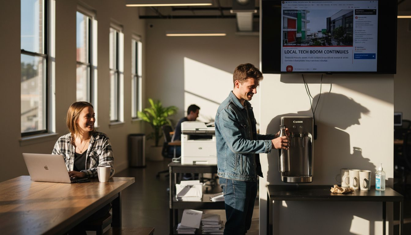 Union Hall coworking kitchen and amenities in use