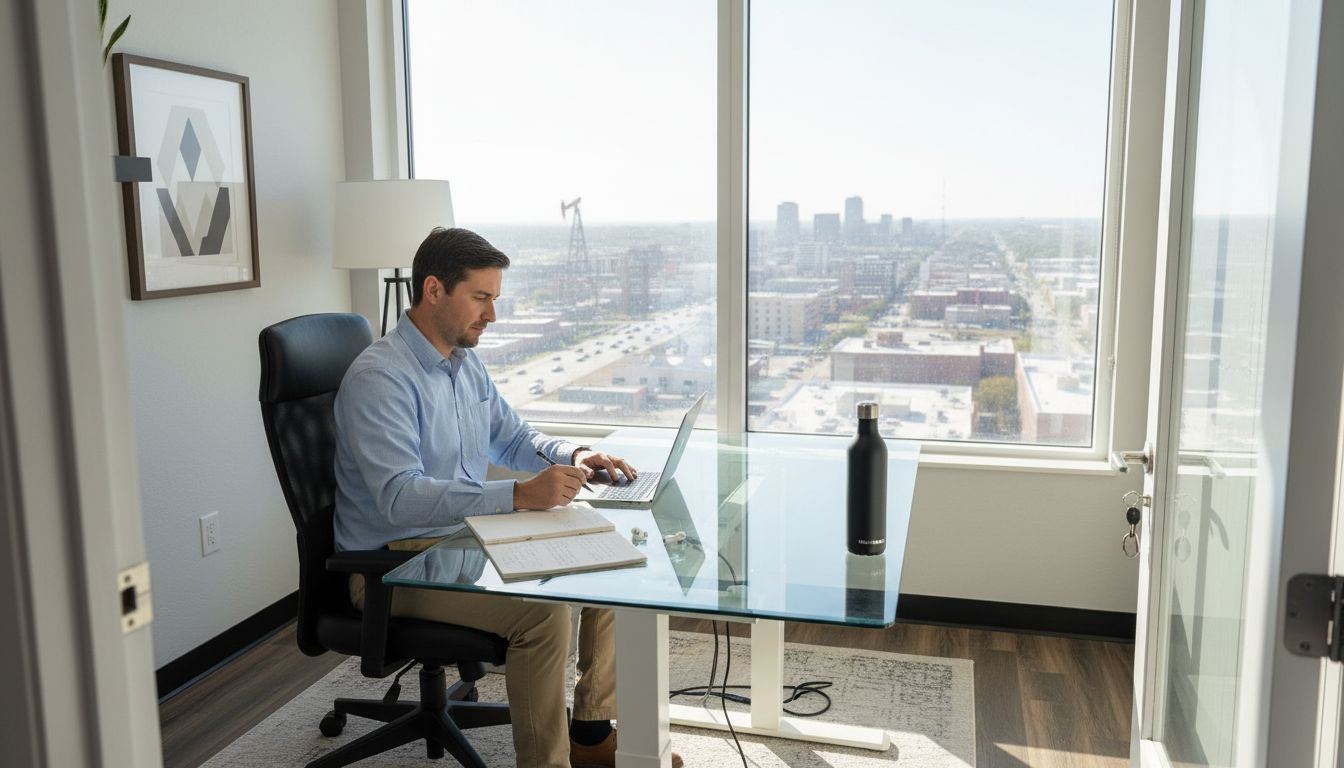 Professional working in Amarillo private office