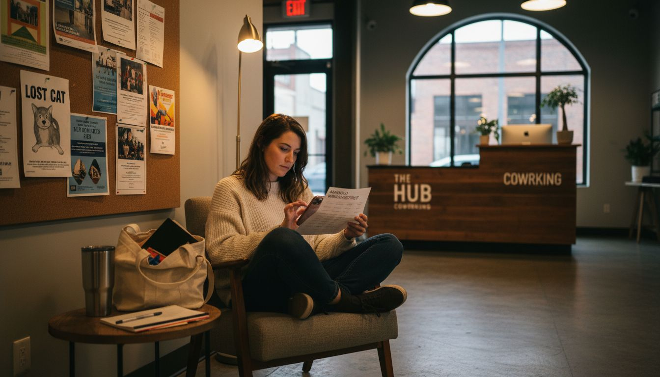 Woman researching Amarillo coworking options