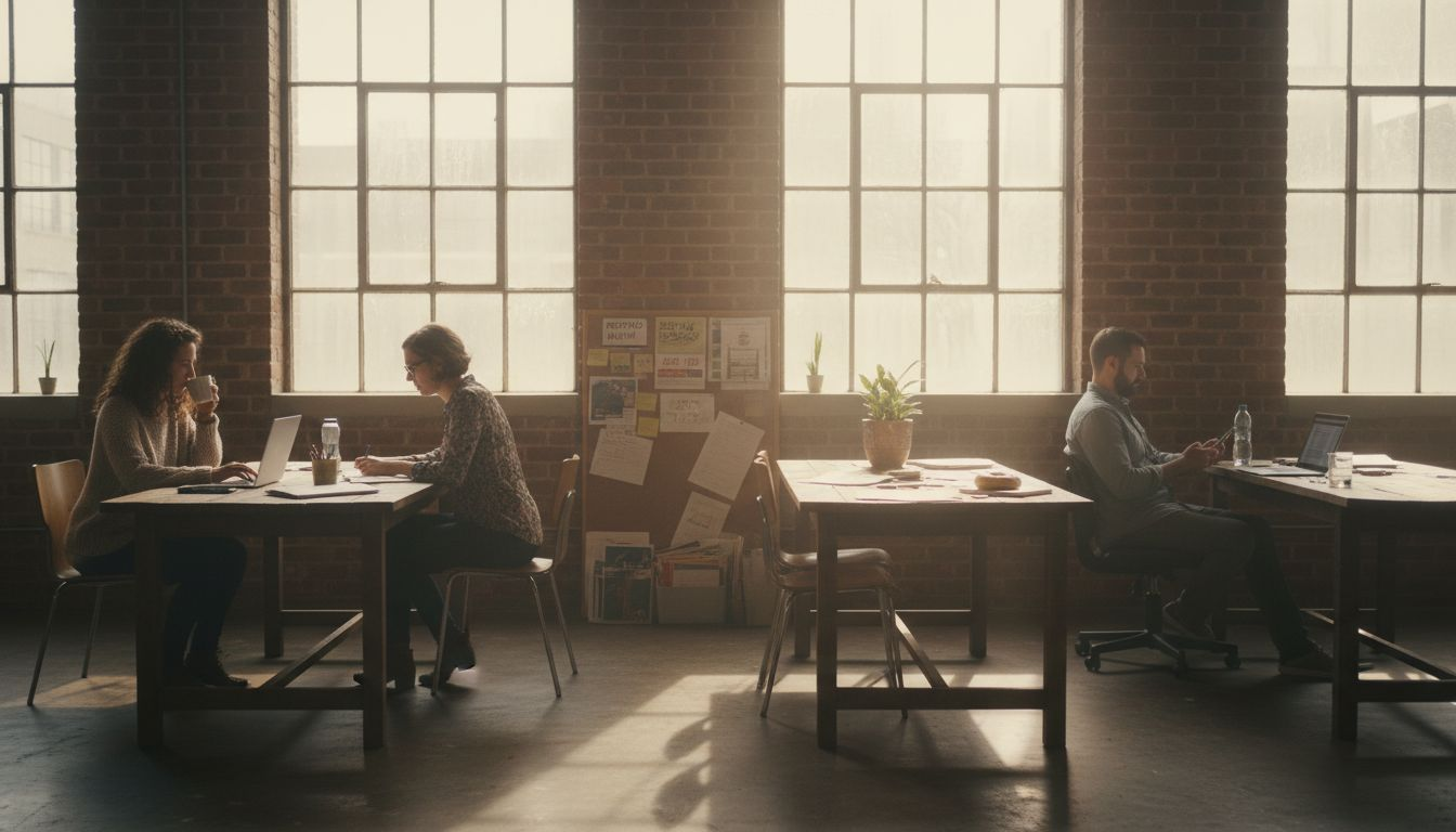 Coworking space with diverse professionals working