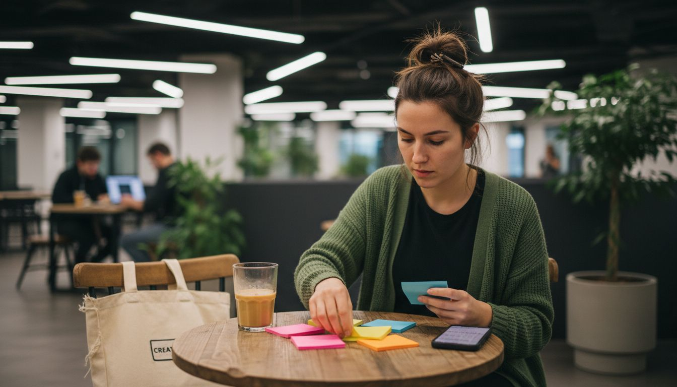 Woman organizing her daily work schedule