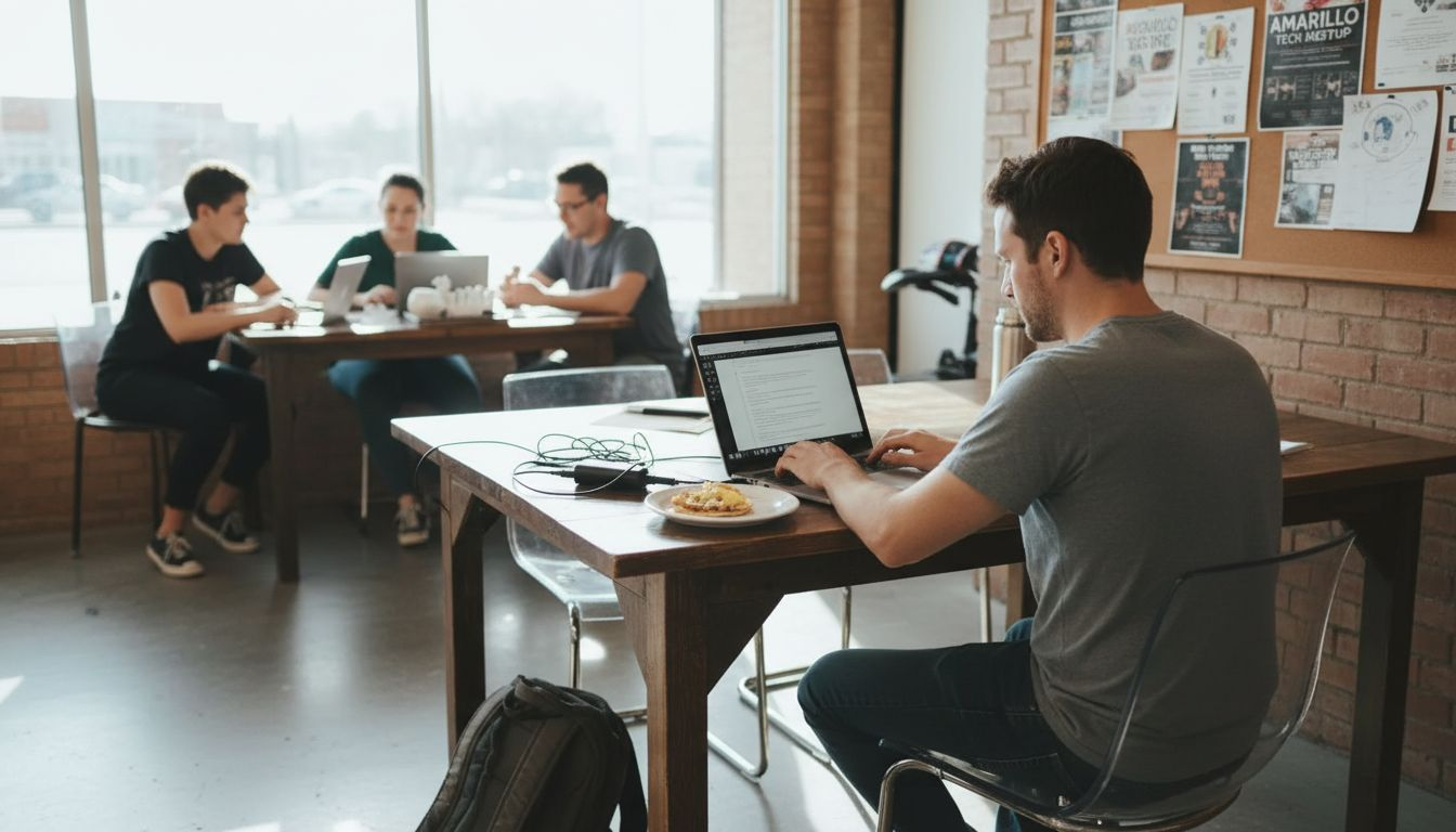 Freelancer working in Amarillo coworking space