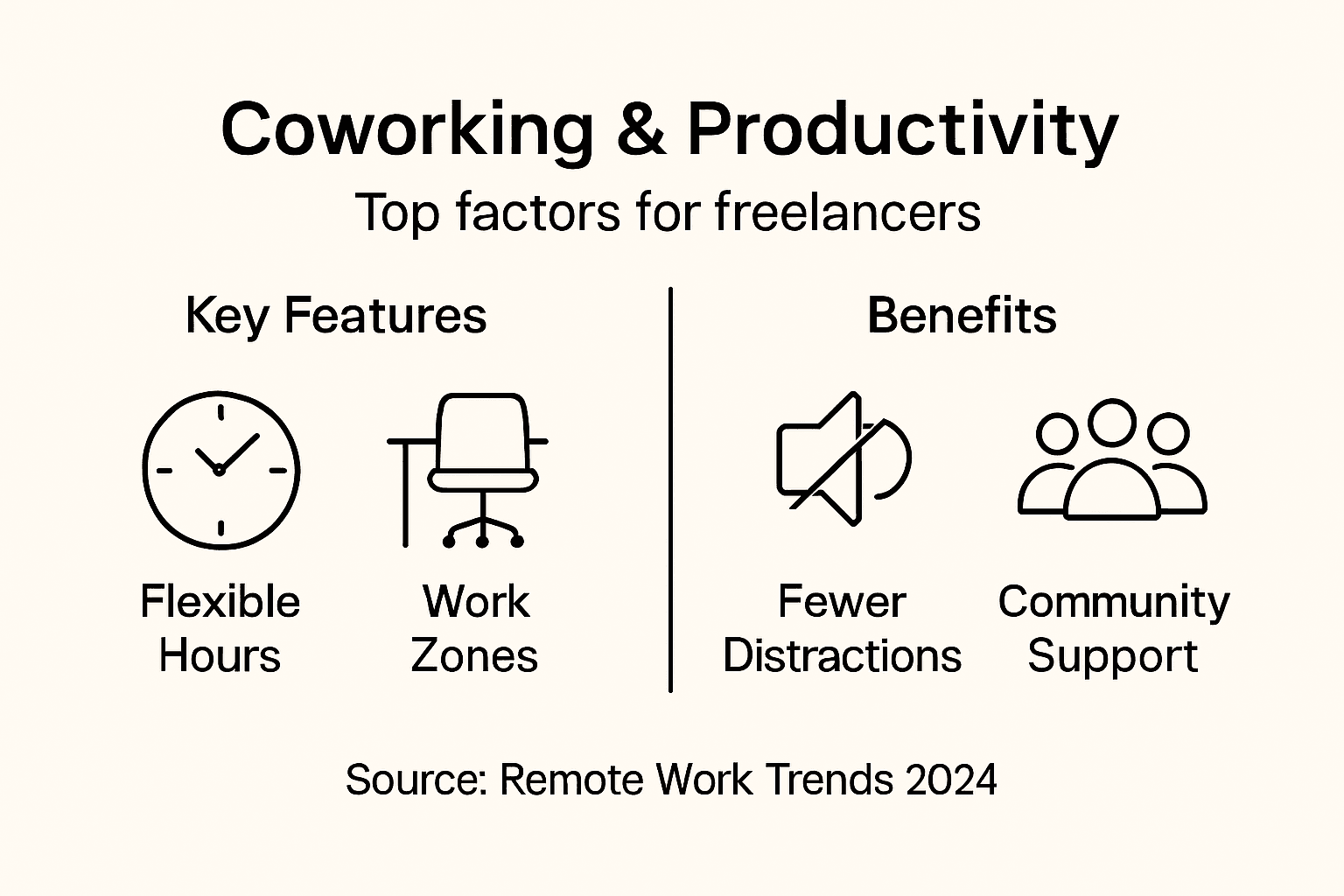 Infographic showing coworking benefits for freelancers
