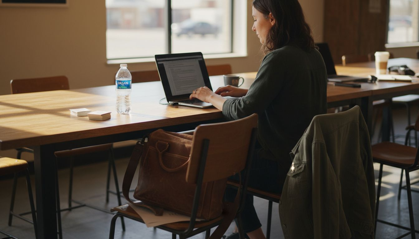 Freelancer using shared workspace with personal items