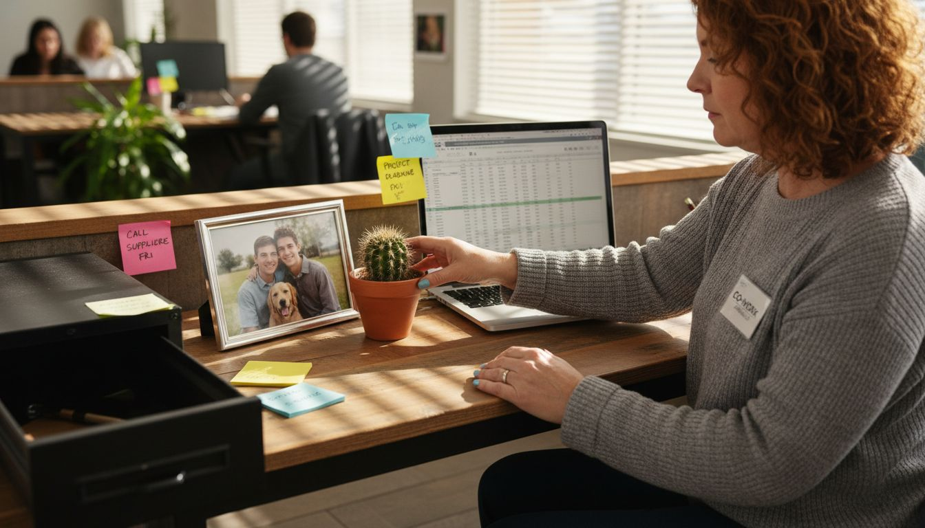 Personalized coworking desk with security features