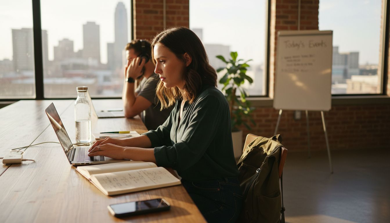 Coworker at Amarillo shared workspace laptop