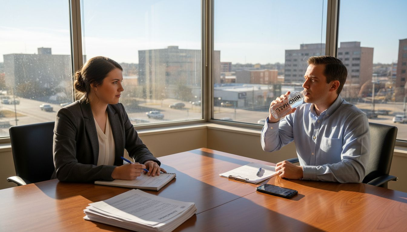 Interview outside home in corner office
