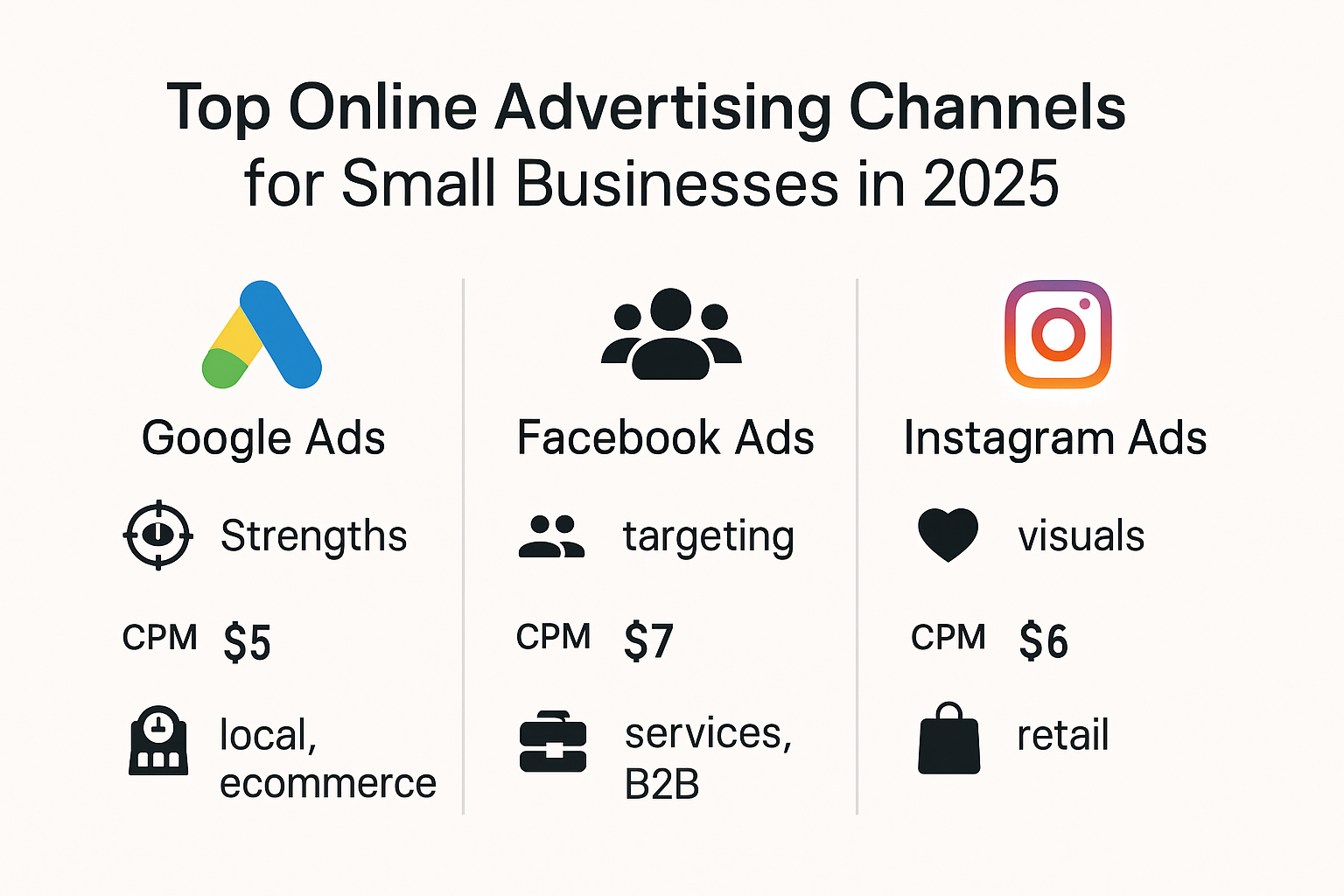Comparison of best online advertising channels for small businesses