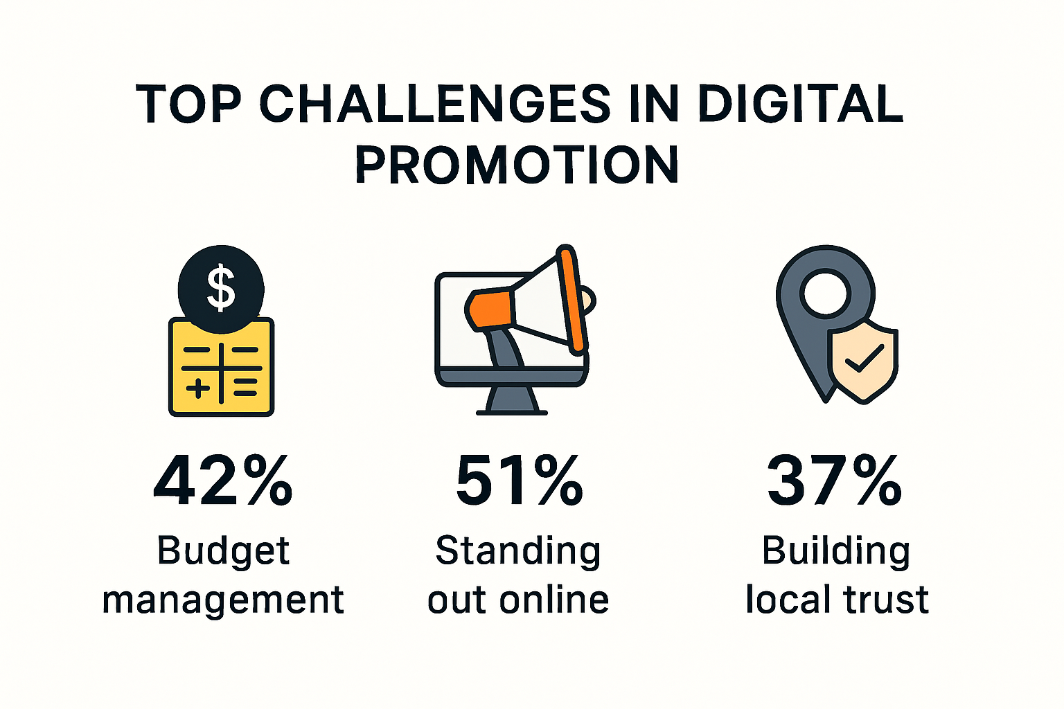 Infographic of top challenges in digital promotion for local businesses