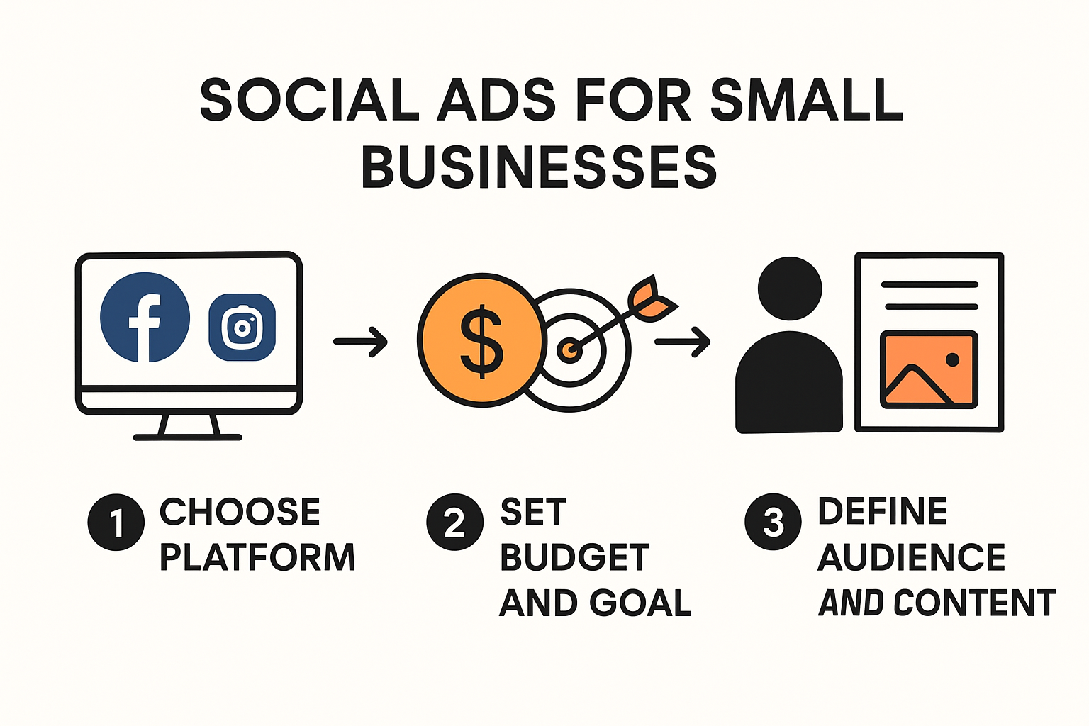 Infographic on steps for running social ads