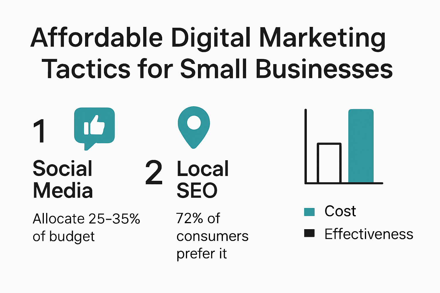 Affordable digital marketing tactics overview infographic
