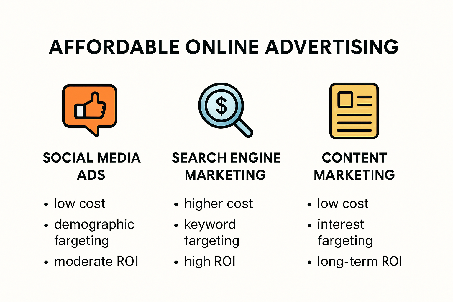 Comparison of affordable online advertising channels for small business