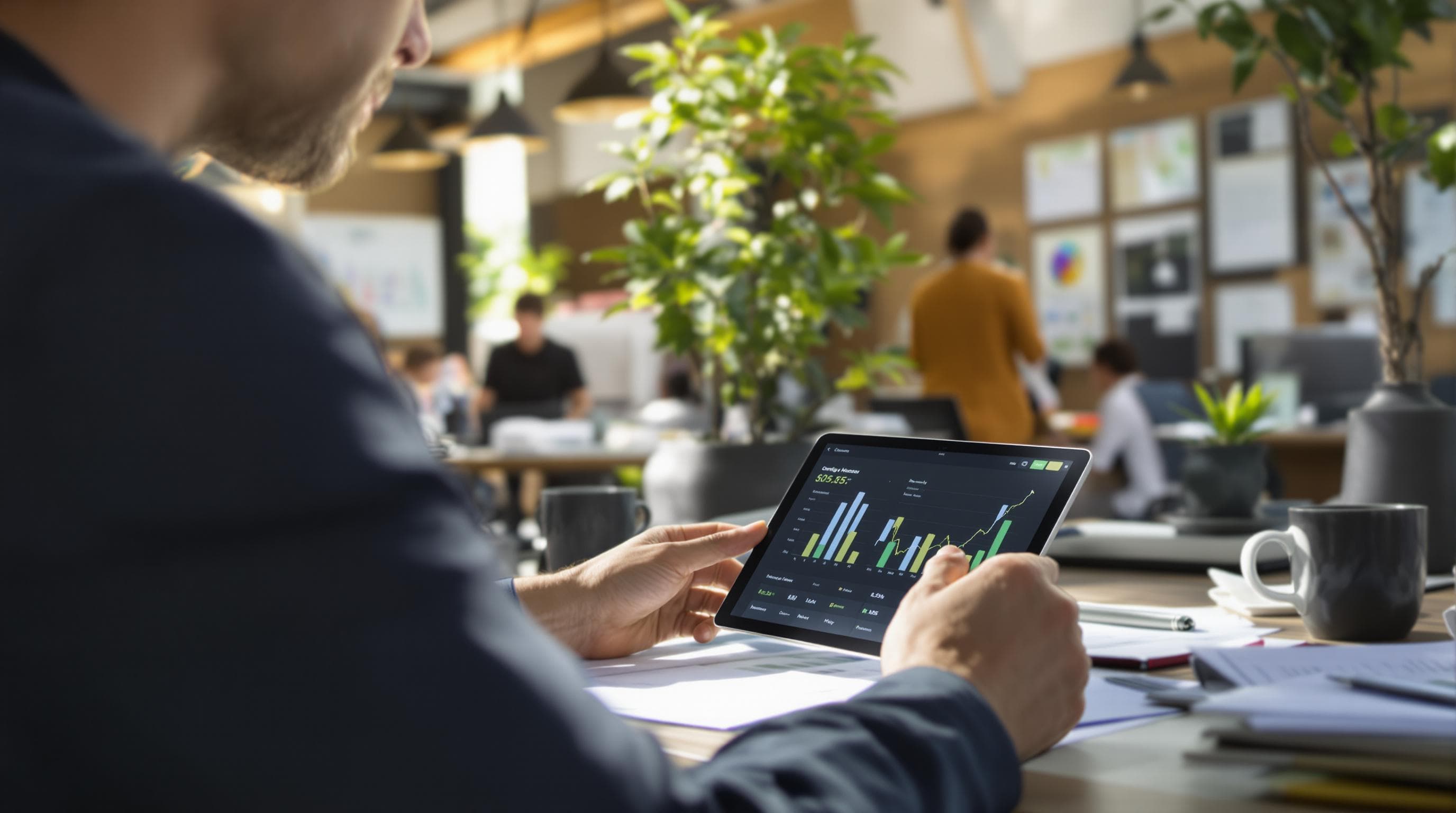 Small business owner reviews marketing strategy with agency team