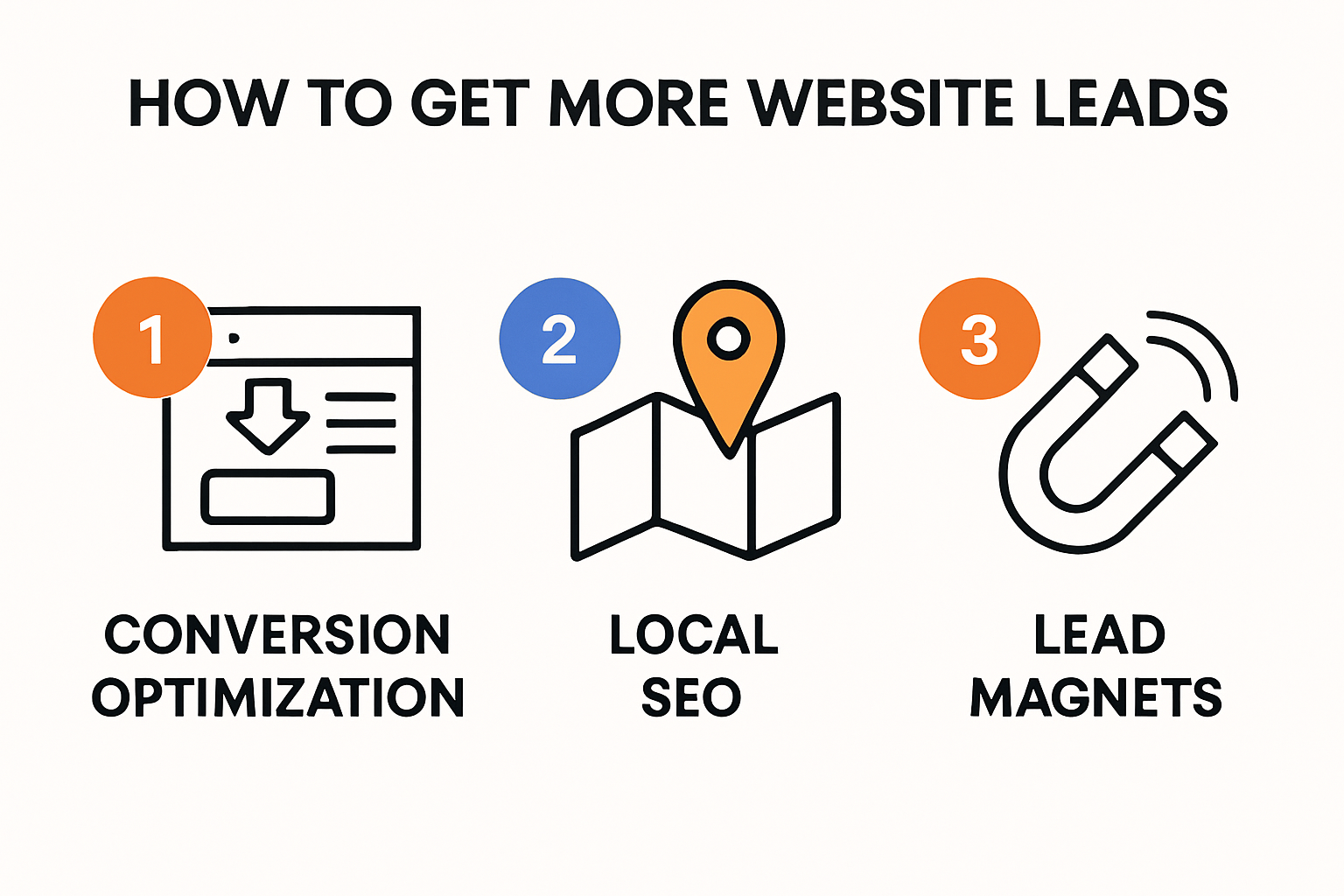 Infographic showing steps to get website leads