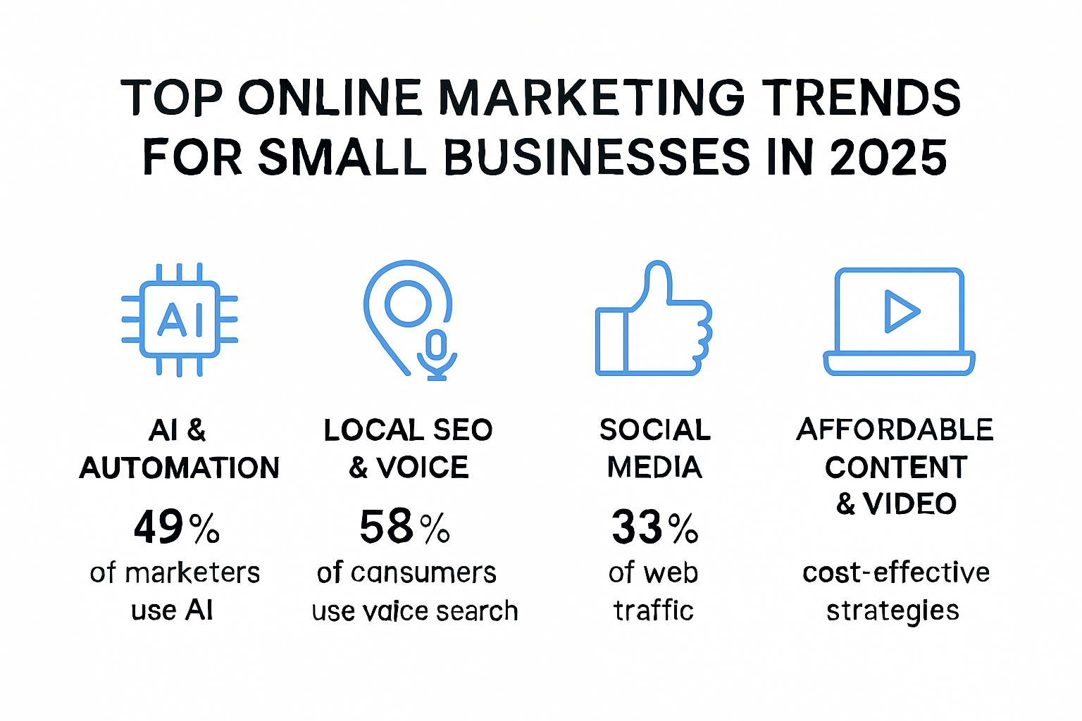 Infographic showing top online marketing trends for 2025
