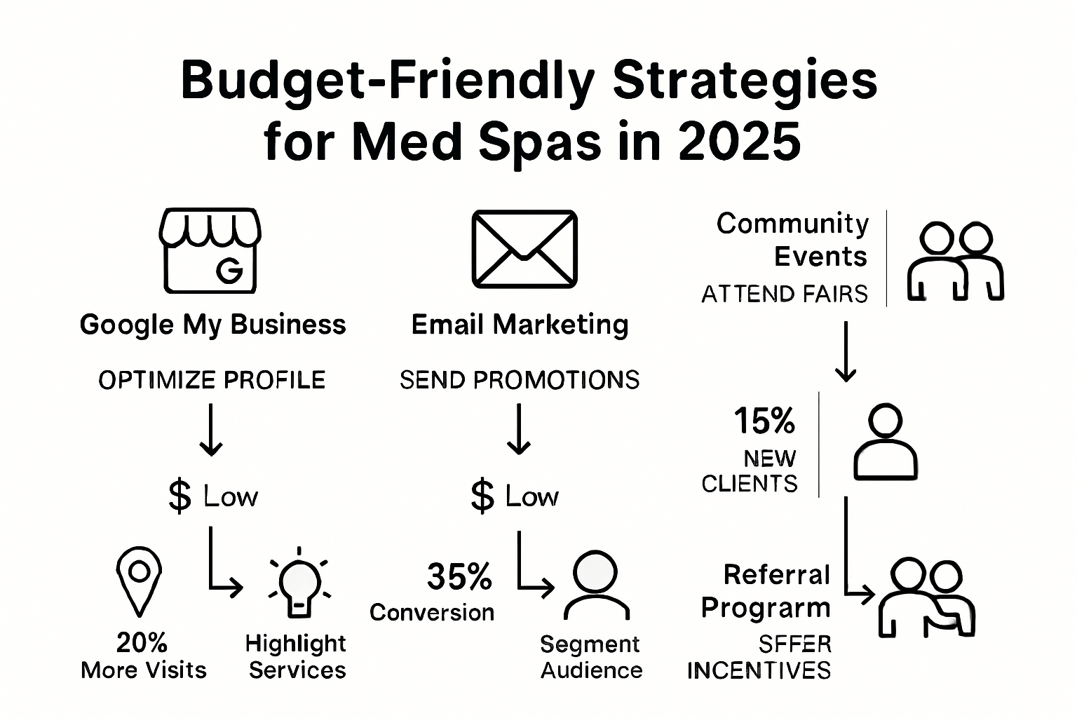 infographic comparing affordable med spa marketing strategies