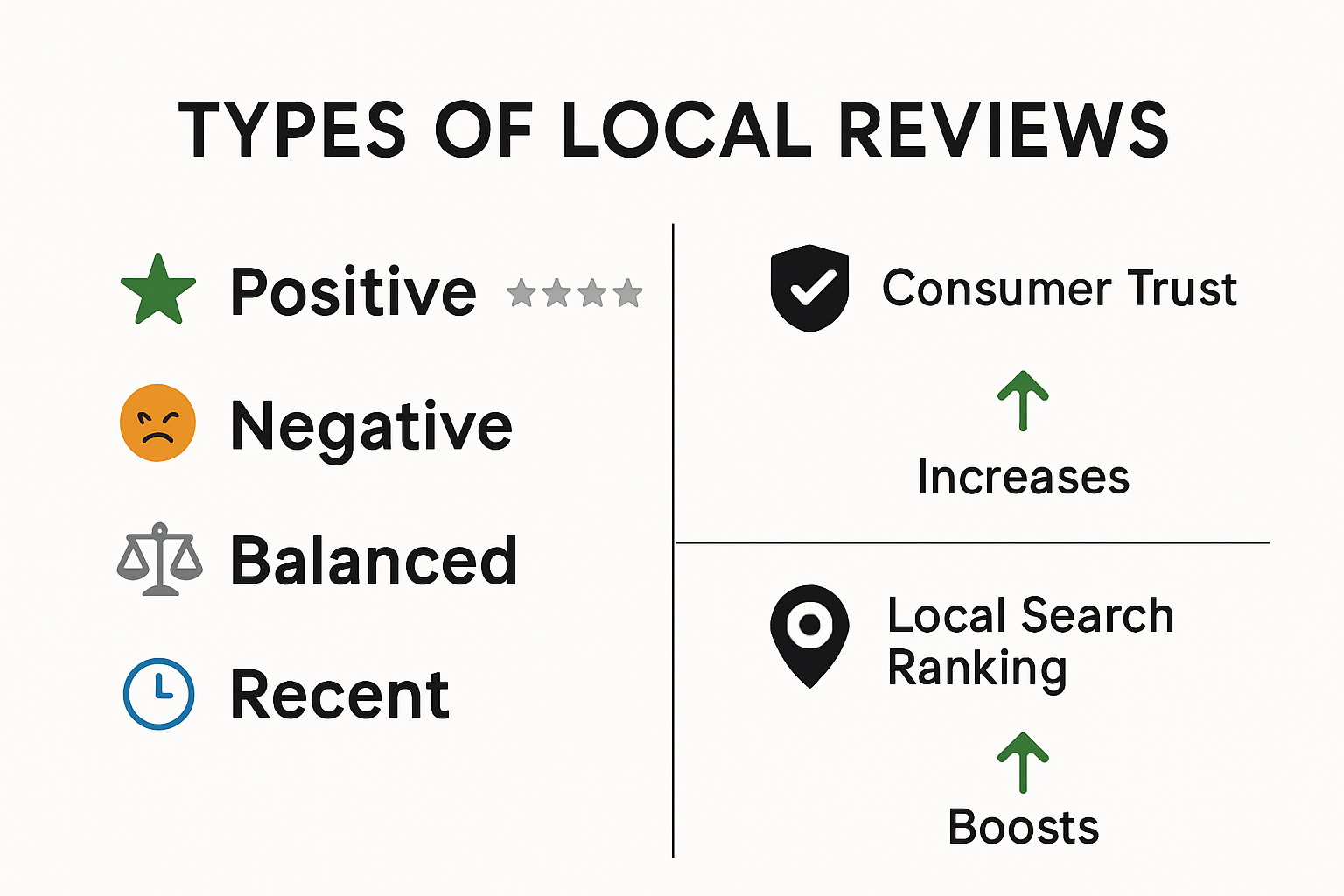 Infographic showing local review impact on business trust and search ranking