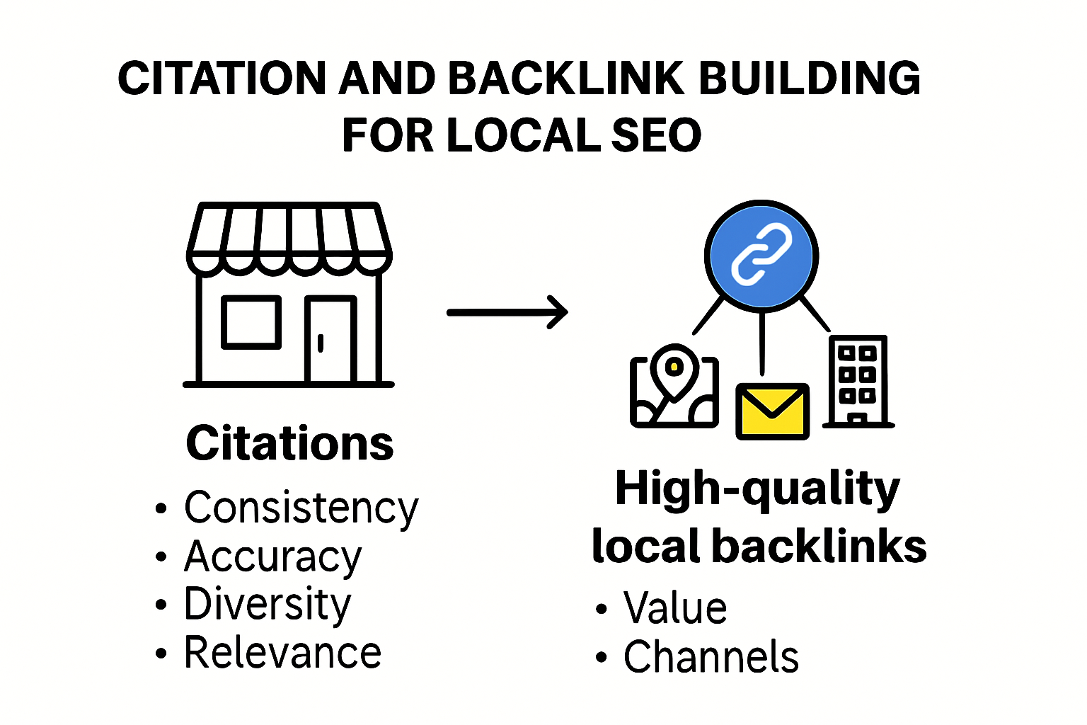 Local SEO citation and backlink building process infographic