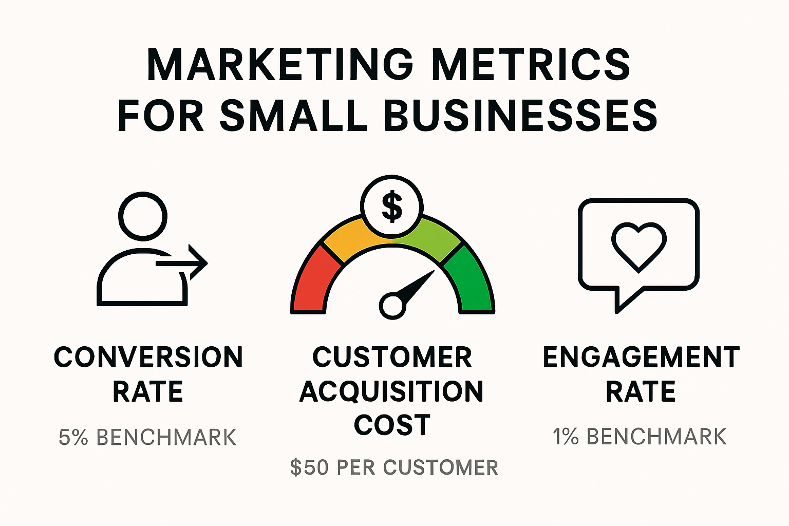 Infographic comparing core small business marketing metrics